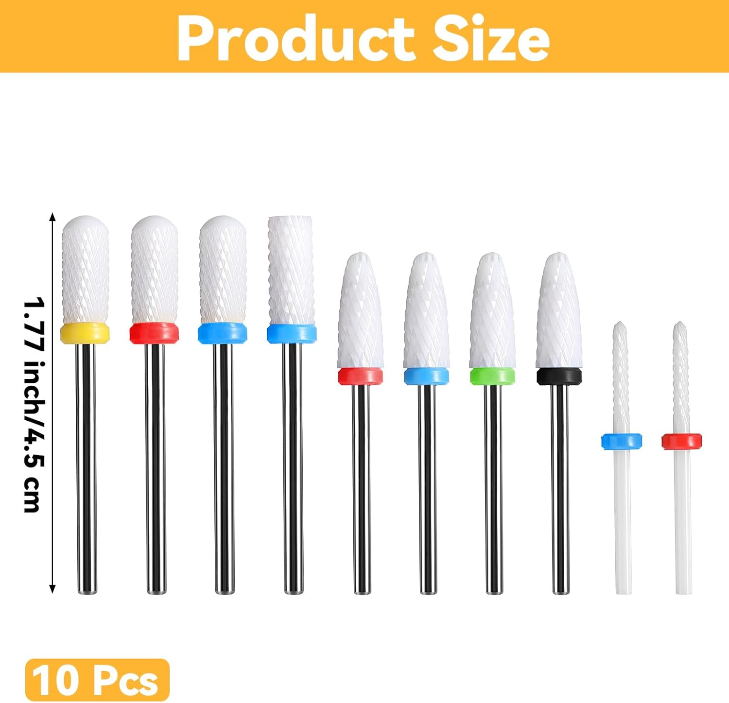 YUXIANLB 10 Pcs Ceramic Nail Drill Bits Set for Acrylic Gel Nails, 3/32 Inch Cuticle Bit for Nail Drill Professional Electric Manicure Pedicure Nail File Cuticle Remover image number 1