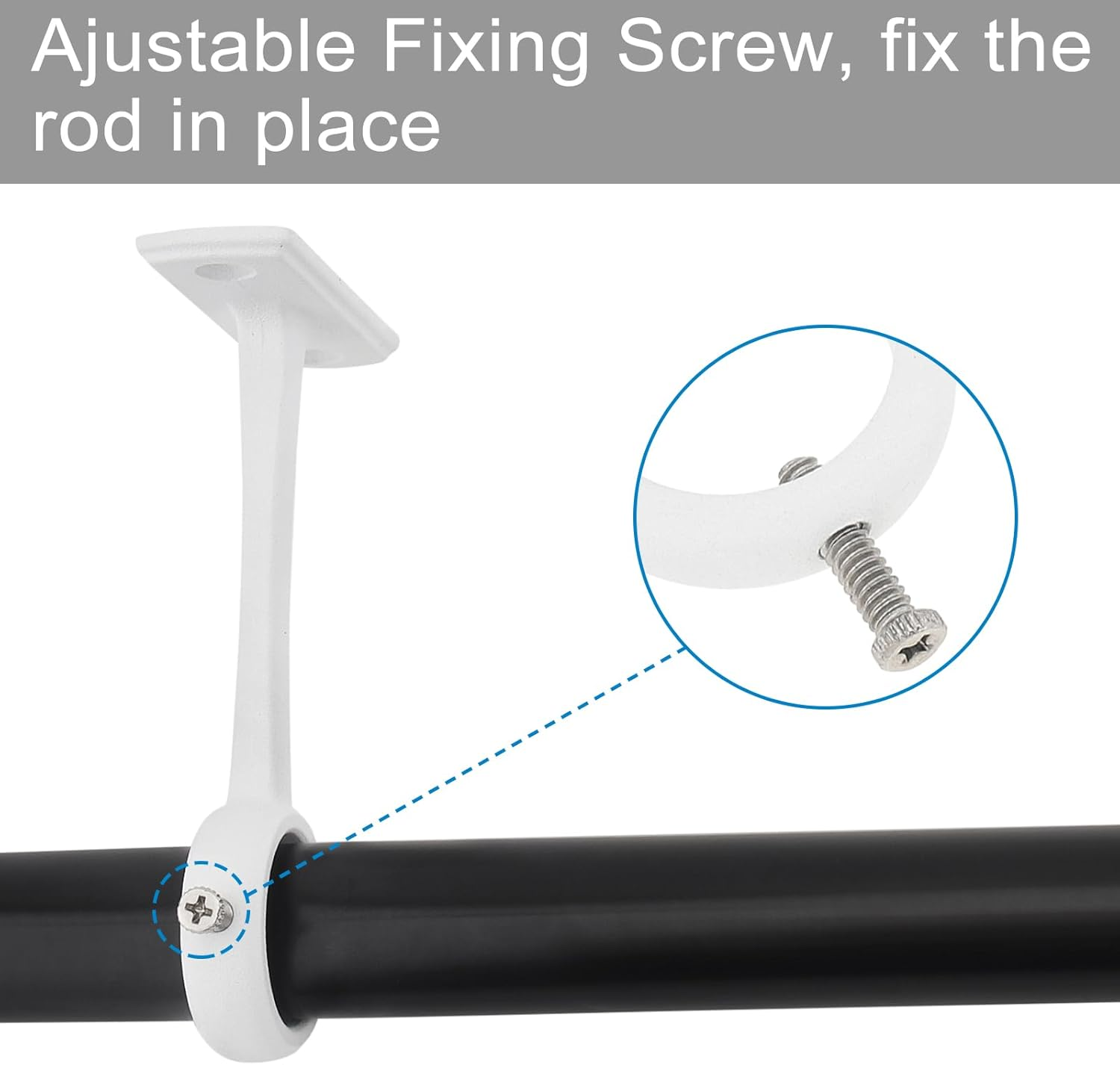 Ceiling-Mount Curtain Rod Brackets, Heavy Duty Ceiling and Wall Curtain Rod Holder for 1 Inch Drape Pole (White (Set of 2)) - Black (Set Of 2) image number 3