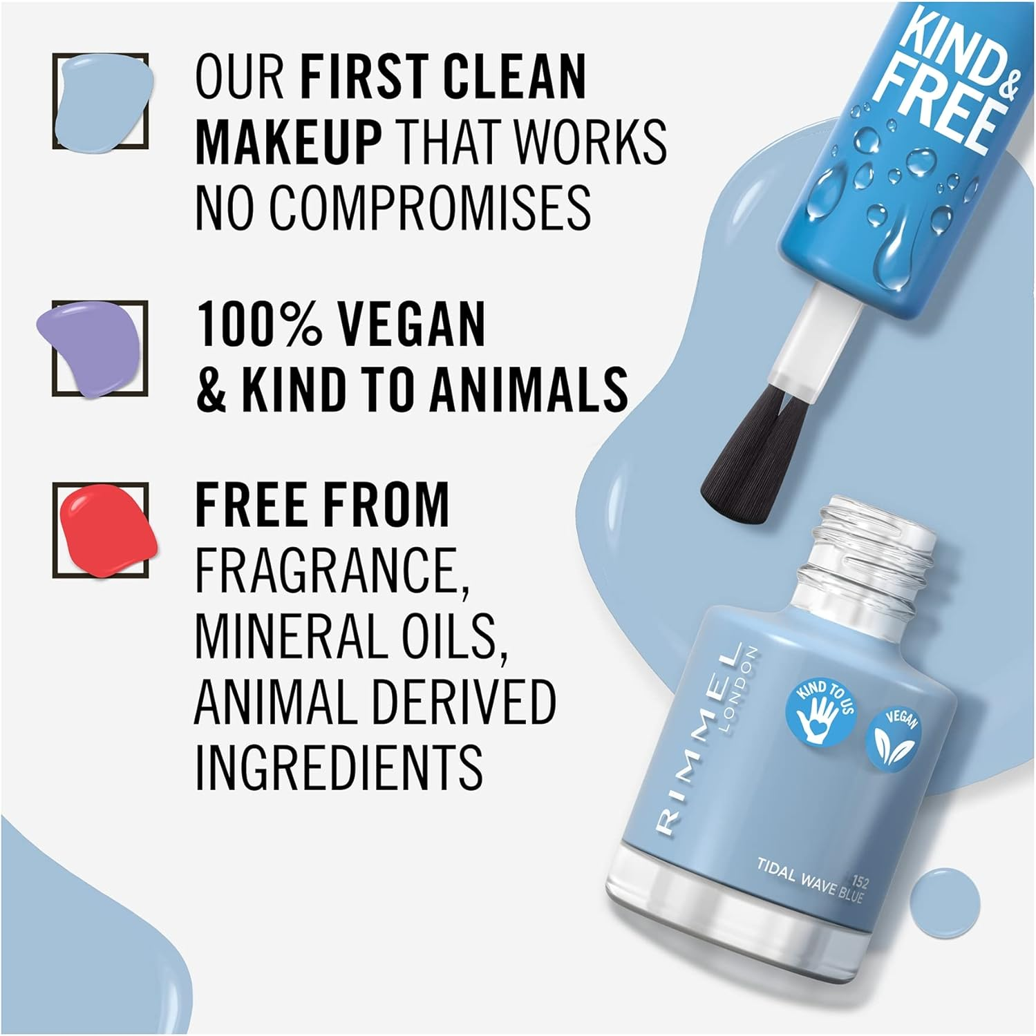 Rimmel London Kind & Free Nail Polish #152 Tidal Wave Blue 8Ml (Pack of 2)