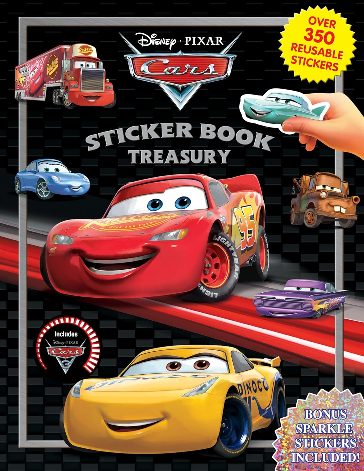Disney / Pixar Cars Sticker Book Treasury - Activity Books for Kids, 350 Reusable Stickers, 96 Pages of Fun: Activity Book Treasury Puzzle Game for Kids