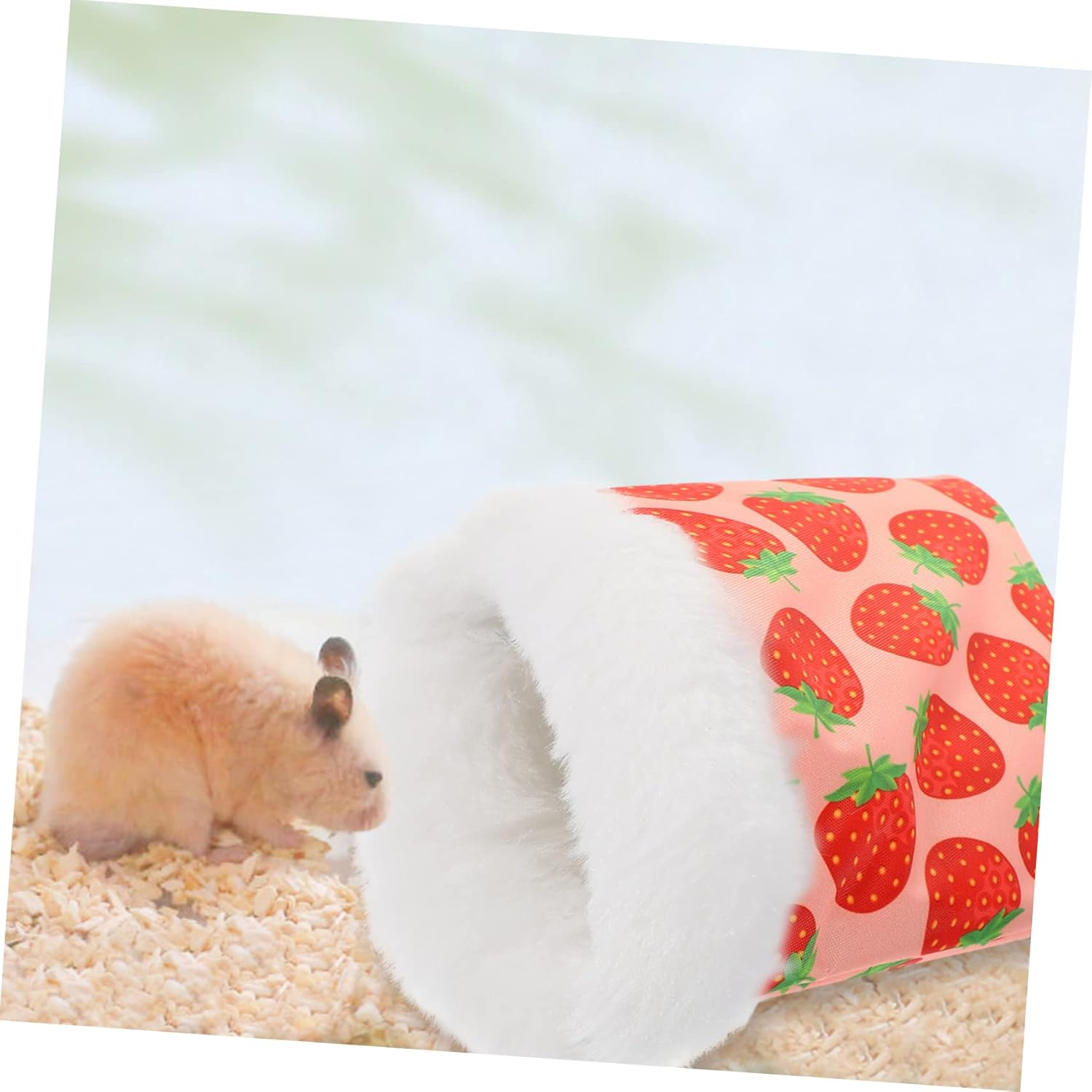 Hamster Winter Hideout Cotton Sleeping Bed Strawberry L Size Warm Sleep Pouch for Small Pets Guinea Pigs Chinchillas Sugar Gliders Hedgehogs Squirrels image number 6