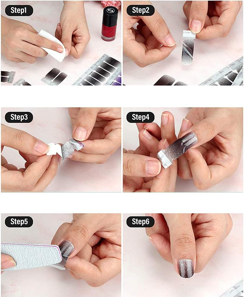 20 Sheets Gradient Nail Polish Sticker Glitter Nail Self-Adhesive Nail Art Decals False Nail Design Manicure Decorations image number 3