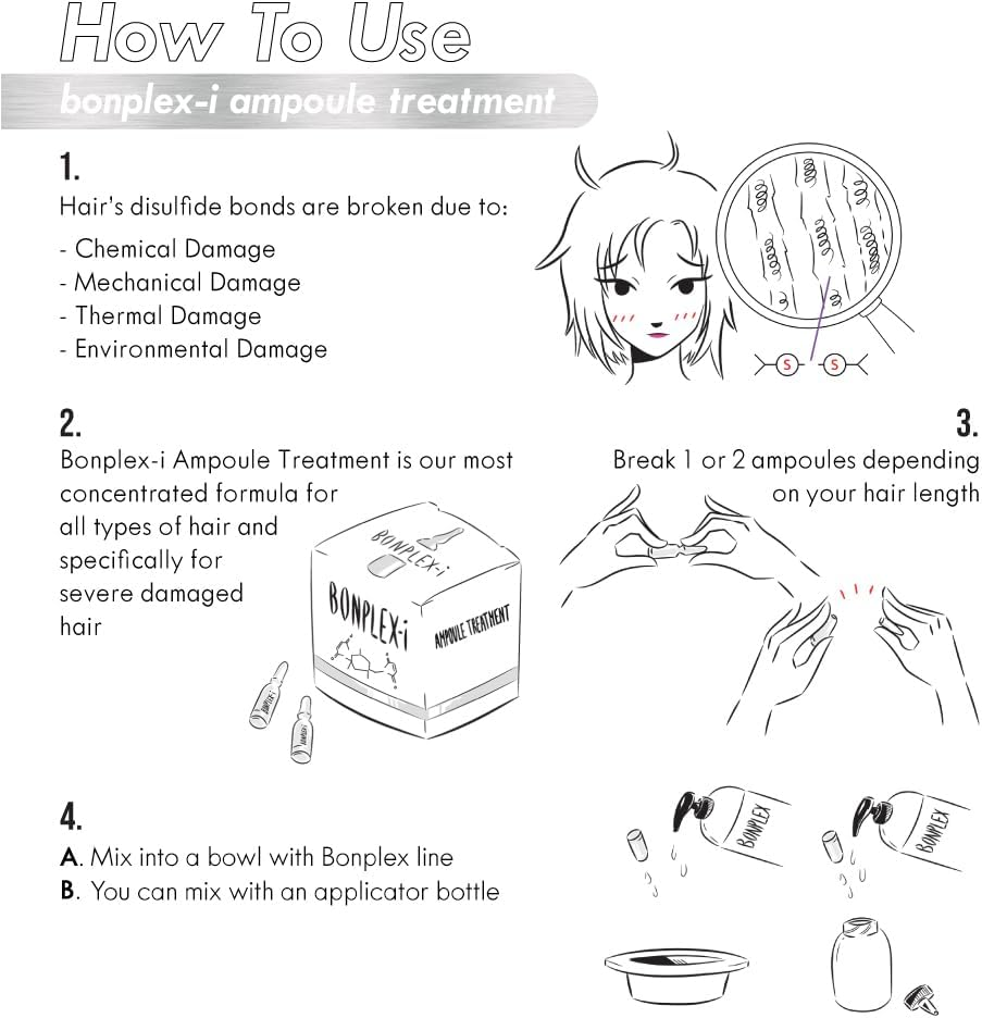 Bonplex-I Ampoule Treatment | for All Hair Types | Damage and Dry Hair | Dimaleate | Reconnect Damaged Broken Disulfide Bonds | Restore and Bonding Intensive Repair Treatment 25 Pcs image number 5