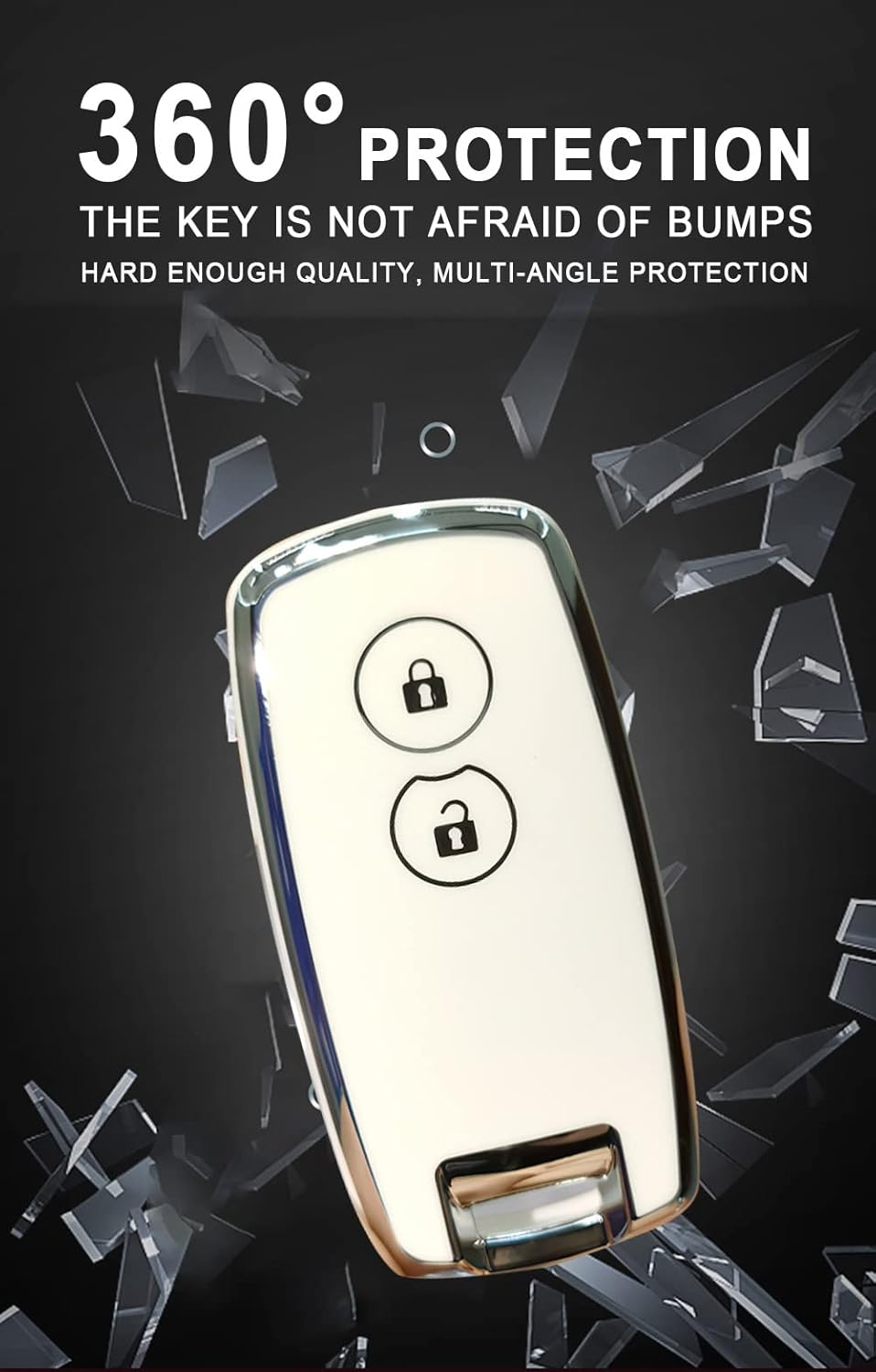 KUNIO Car Key Fob Cover Case Fit for Suzuki Swift SX4 Grand Vitara XL-7 SCORSS Key Protective Cover Keychain TPU Key Holder Car Accessory 2 Buttons B White image number 2