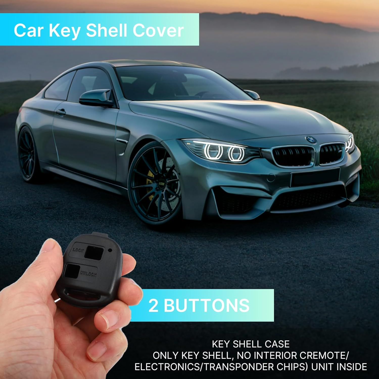 Key Fob Shell Case Replacement, Remote Control Key Case Shell 2 Buttons for Toyota Prado Corolla Echo Tarago Alphard MR2 Hiace Previa RAV4 Yaris Passo Space Truck Celica Estima Land Cruiser