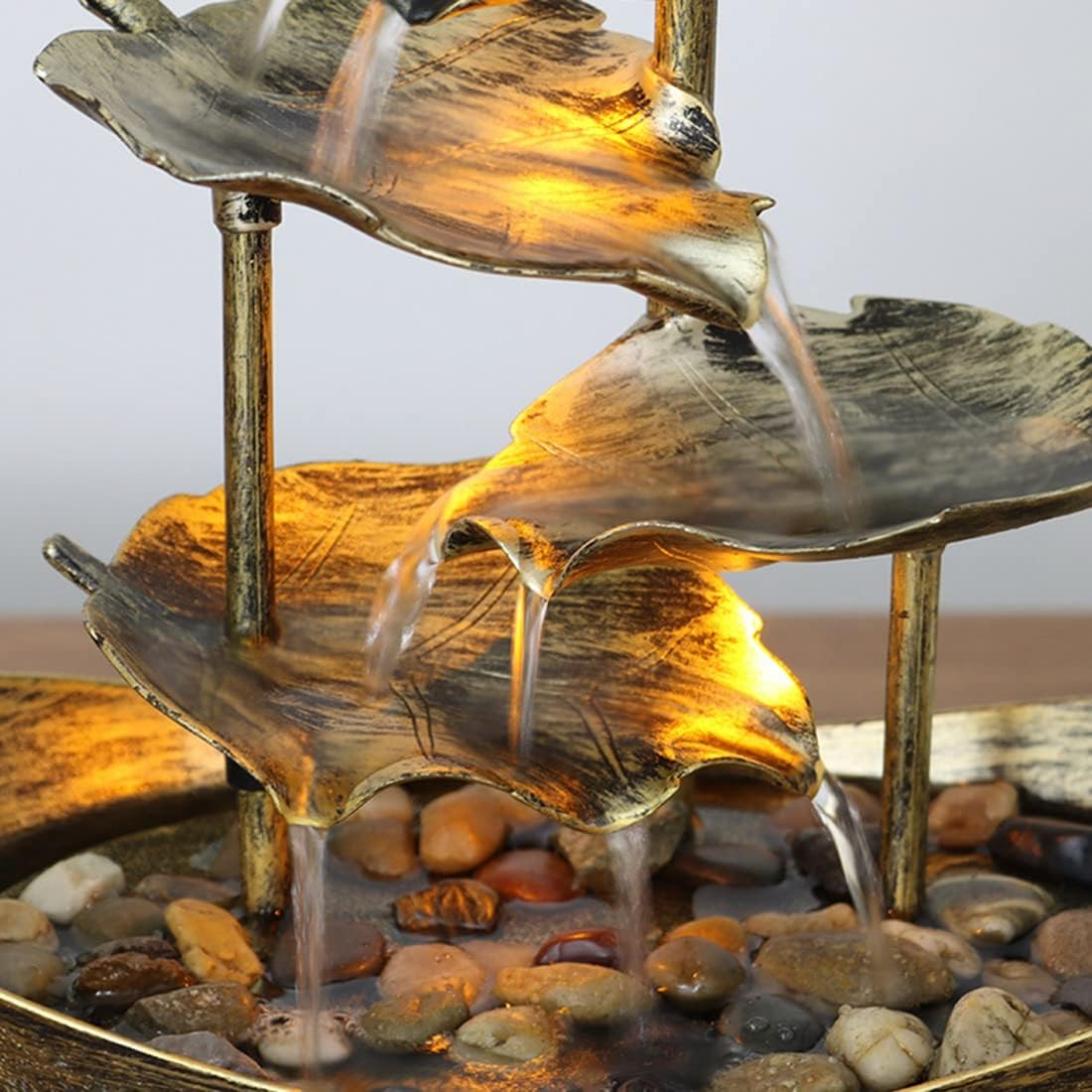 Water Feature Indoor Waterfall Water Feature Indoor Relaxation Indoor Waterfall Fountain Tabletop Water Fountain LED Light Office Room Desktop Decoration