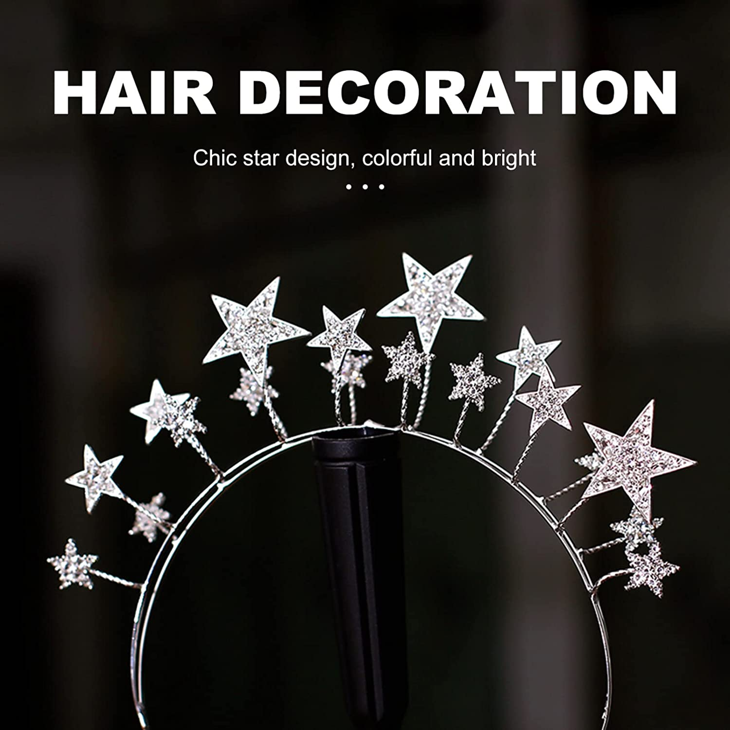 LALAFINA Star Headband Rhinestone Star Headpiece Shiny Bridesmaid Star Headwear Glitter Hair Accessories for Wedding Birthday Costume Party, Silver image number 3