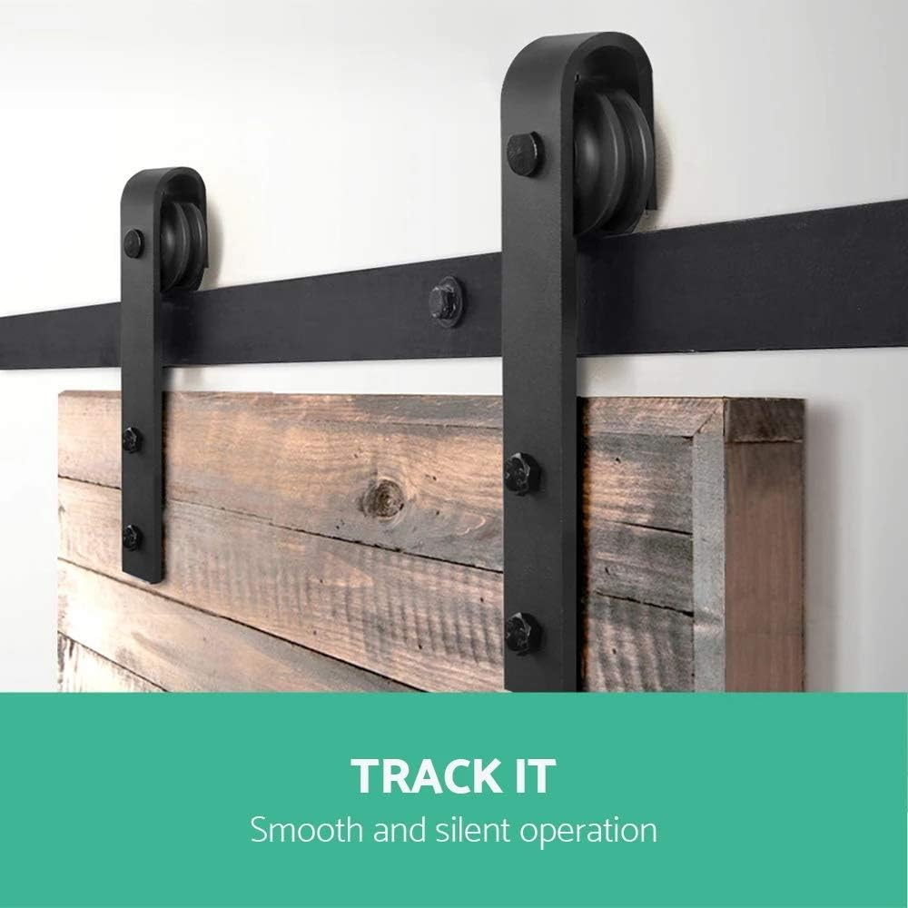 Cefito Sliding Barn Door Hardware, 4M Bypass Barns Doors Rail Track Slide Gate Roller Kit Wall Mount for Home Office Bedroom Garage, Carry up to 240Kg Smooth Black image number 2