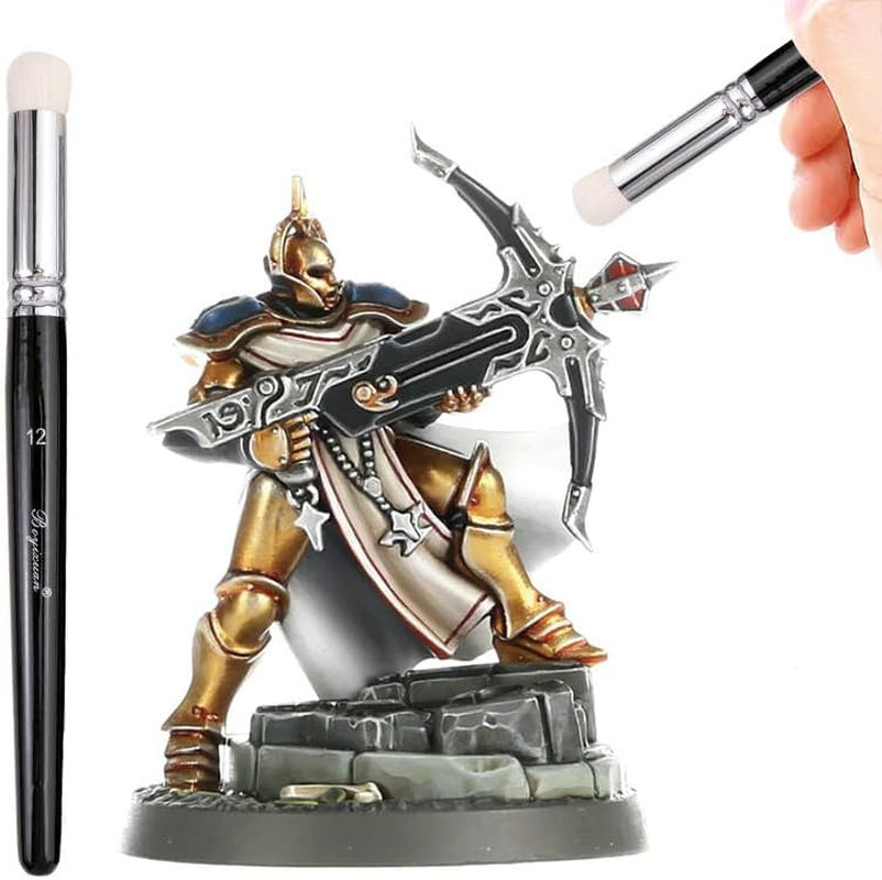 Professional Dry Brush Set for Miniature Painting - 6 Sizes Goat Hair Art Brushes for Acrylic, Oil & Watercolor - Perfect for Tabletop, Wargames, Citadel & Model Detailing image number 2