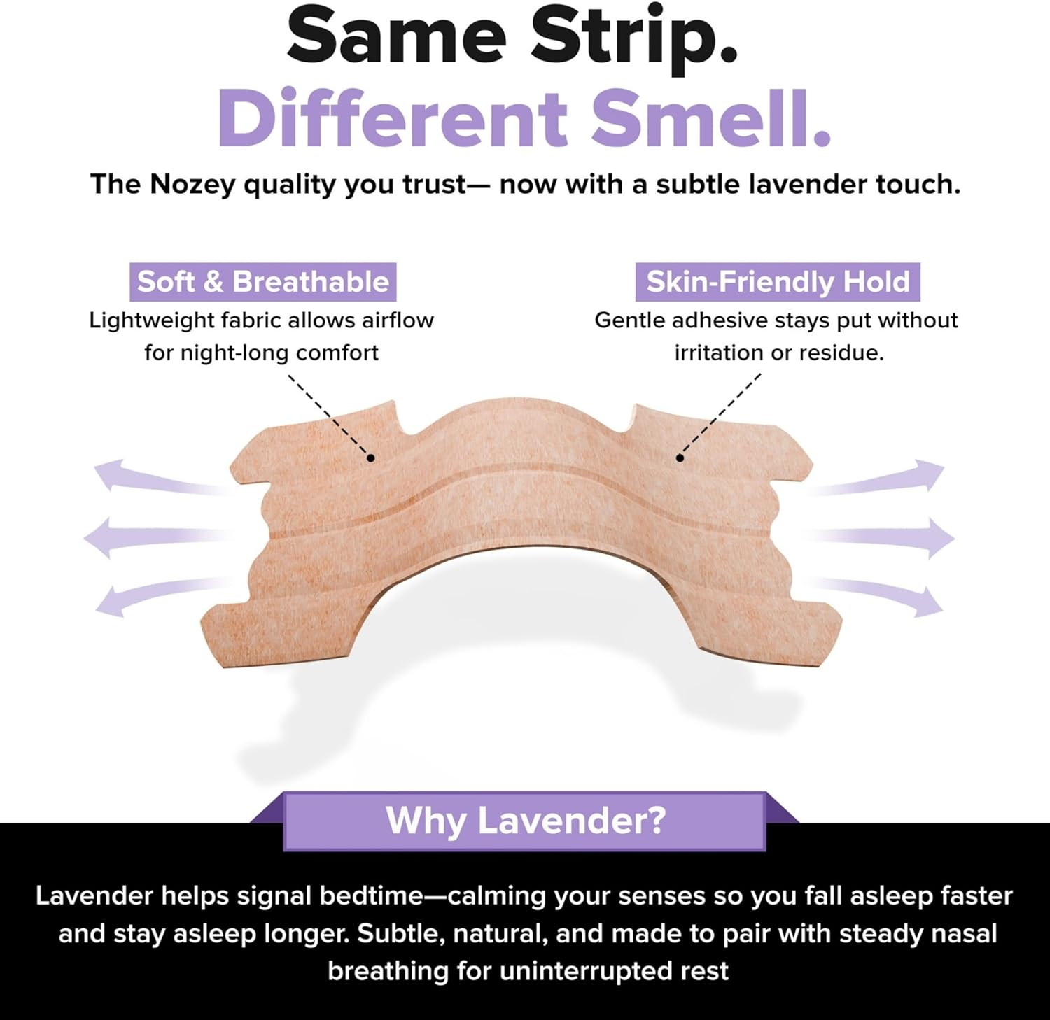 Night Strips &ndash; Lavender (30 Pack) Scented Night Nasal Strips: Gentle Relief for Snoring, Congestion & Mouth Breathing &ndash; Comfort for Sleep, Allergies & Deviated Septum image number 1