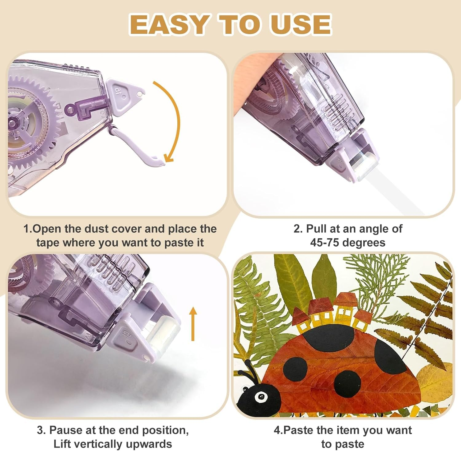 Double Sided Tape Roller, Scrapbooking Supplies, Sticky Tape Glue Roller Dispenser for Scrapbook, Journaling DIY Crafts, Perfect for Gift Wrapping Photo Albums - 6 Pack image number 1