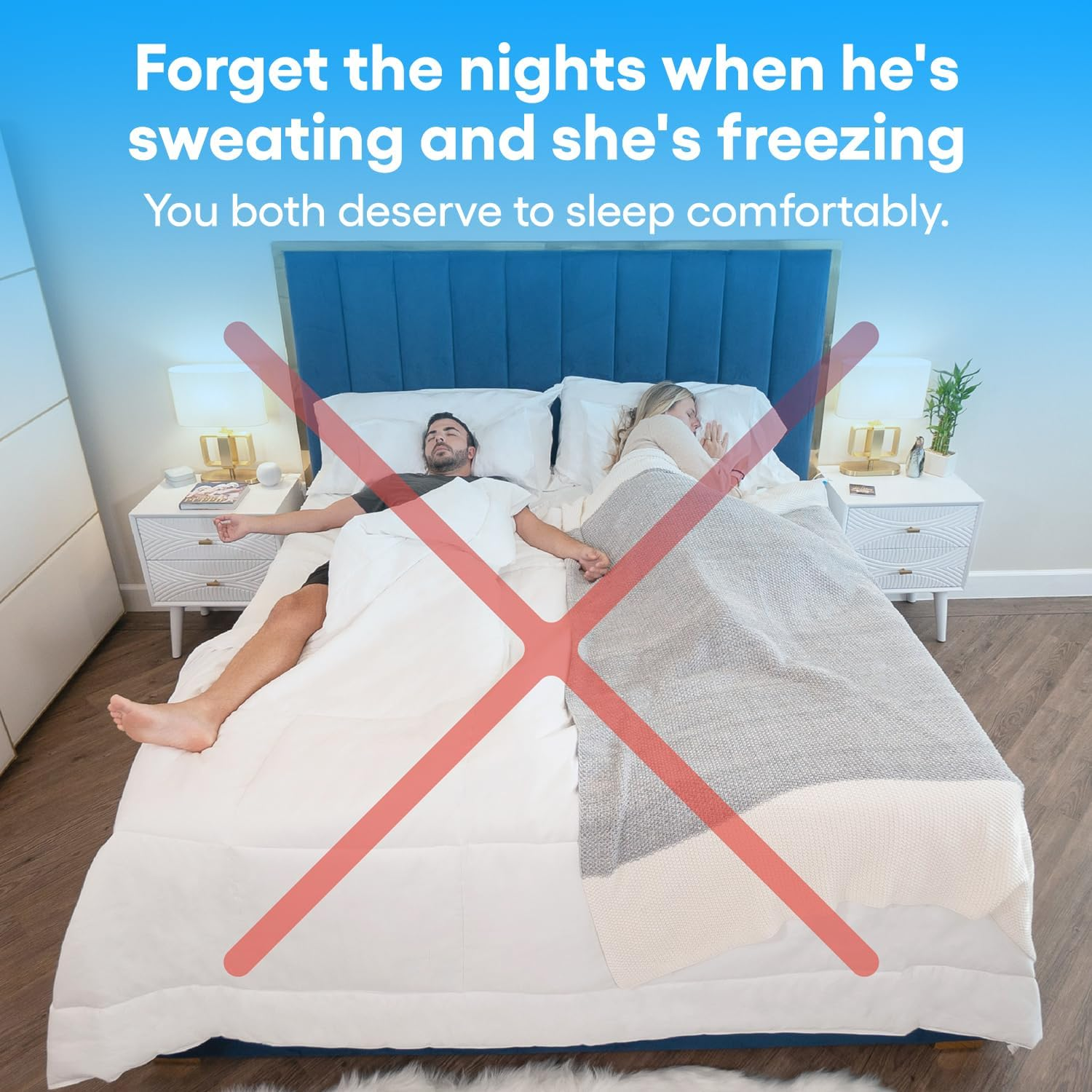 S&ouml;mn K&ouml;mforte Microfiber Dual Zone Comforter, His and Hers Blankets for Couples, Cool & Warm Two Temperature Comforter, Alternative down Duvet Insert, Wedding Gift (White, King) image number 4