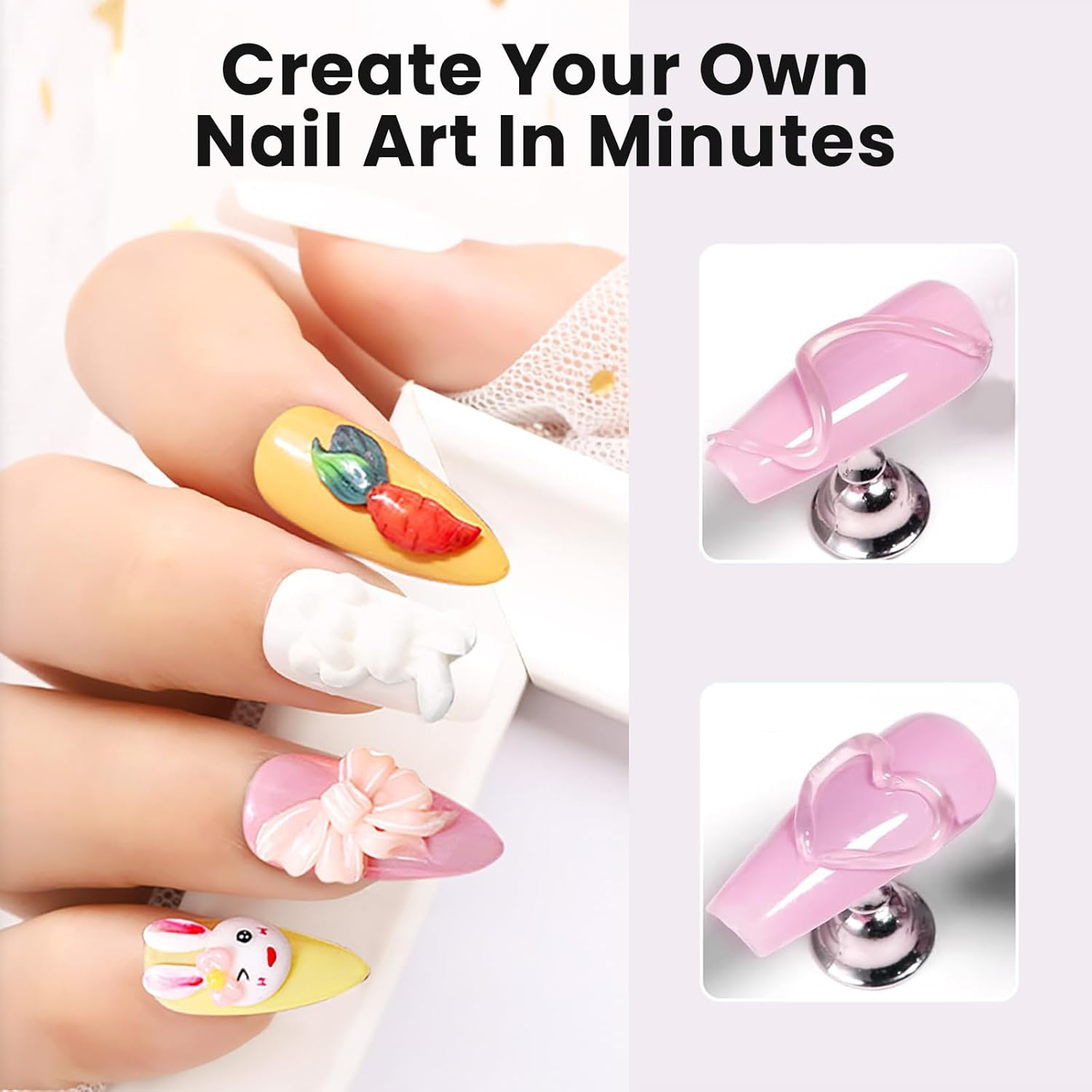 BUTIBBJA Solid Builder Gel for Nails, Clear, Nail Art for 3D Sculpting Gel Sock off UV LED with Silicone Mold Salon DIY at Home,16G/0.56Oz image number 5