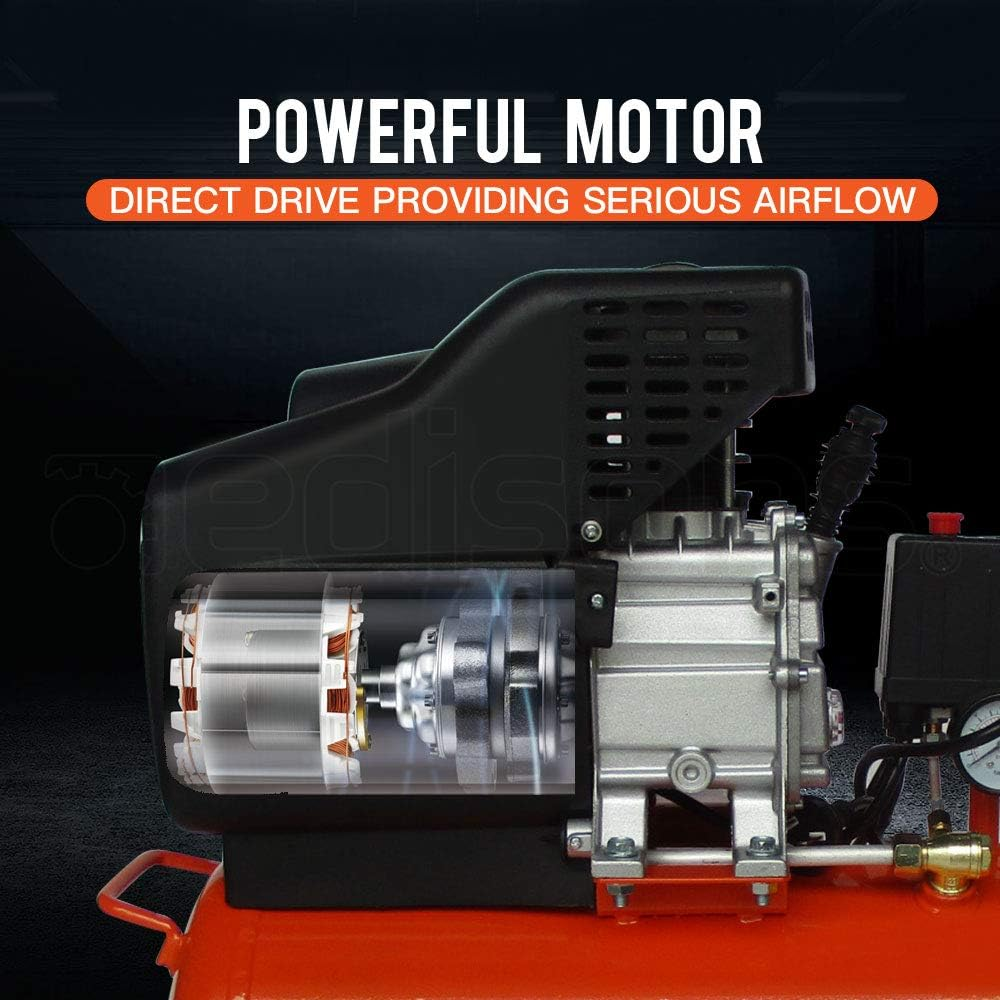 Unimac Portable Electric Air Compressor, 24L 2HP Direct Drive, Includes 5Pc Air Tool Kit