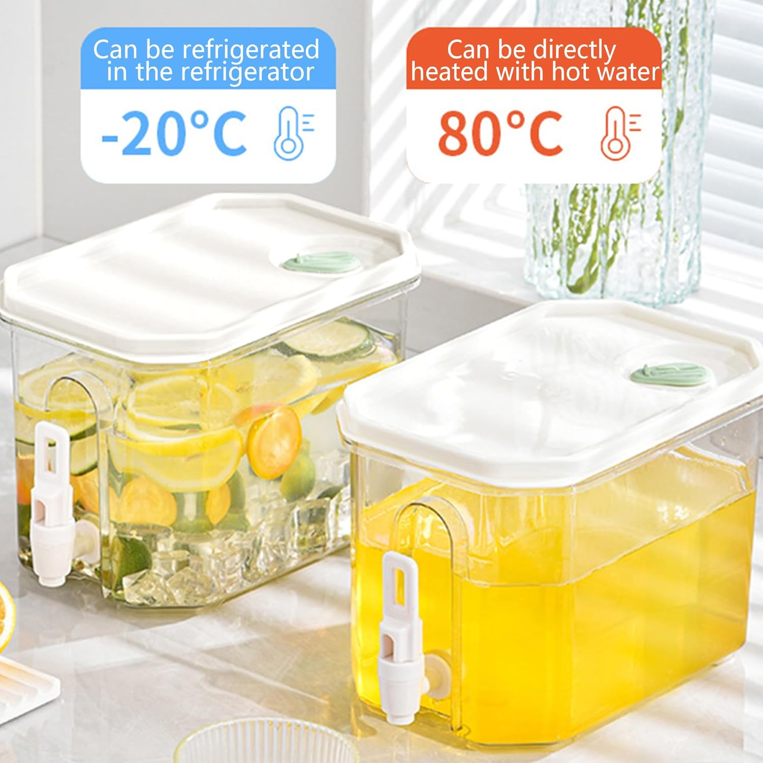 Refrigerator Cold Kettle,3.5 L Drink Dispenser,Beverage Dispenser,Cordial Jug,Party Drink Dispenser with Tap,Fruit Juice,Tea Water Bucket,Suitable Forparty, Refrigerator, Kitchen and Outdoorpicnics image number 1