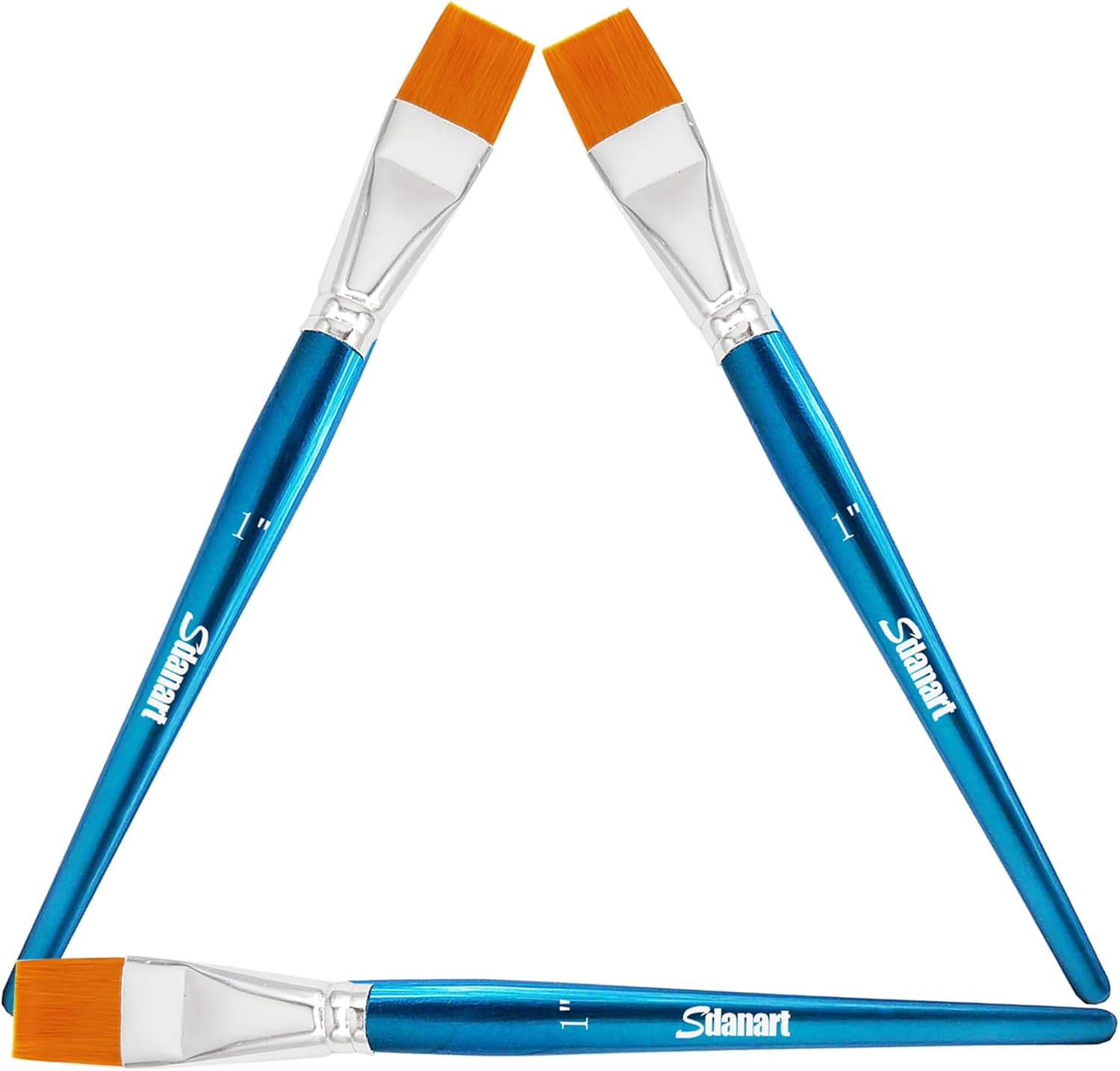 Sdanart 1 Inch Flat Paint Brushes for Acrylic Painting，3 PCS Large Acrylic Paint Brushes Bulk，Fabric Paint Brushes Craft Brushes，Artists Paintbrushes for Watercolor Oil Rock Face Body Art Canvas (3) image number 2