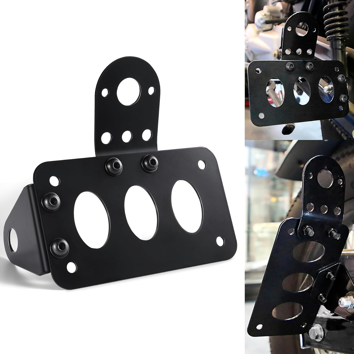 Livtee Motorcycle Side Mount License Plate Bracket Compatible with Harley Made Aluminum Alloy for Most Bike Motorcycle