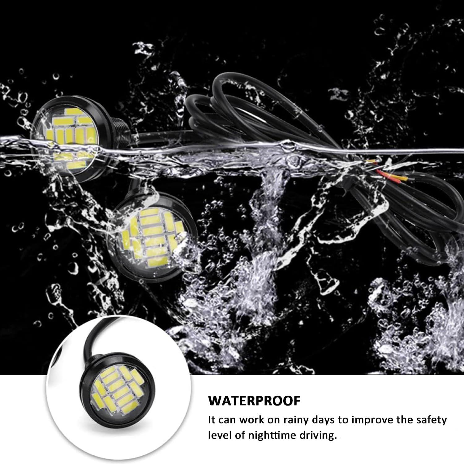 2Pcs 12V High Power Eagle Eye Light 23Mm 4014 12SMD Waterproof LED Bulb White Light for Car Fog DRL Lamp Car Motorcycle Turn Signal Light Backup Lights image number 1