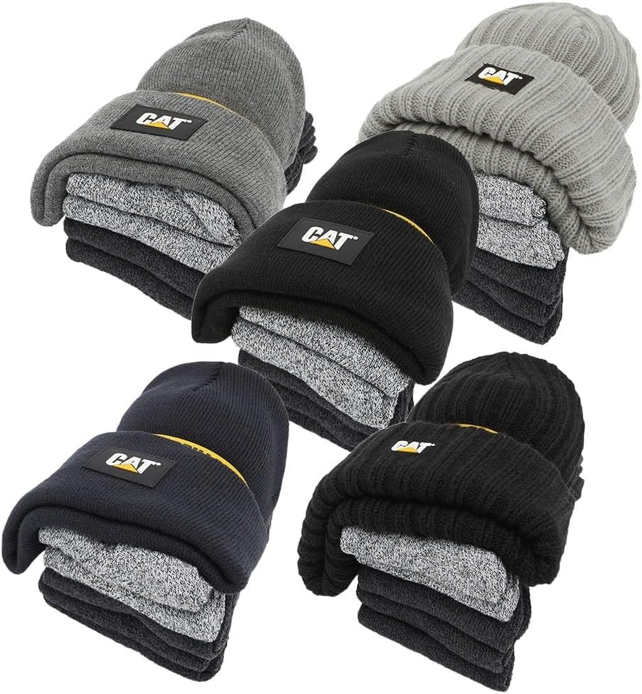 CAT Unisex Logo Knit Cap & 5 Socks Bundle, Assorted Colour, One Size Fits All 9-12 image number 3