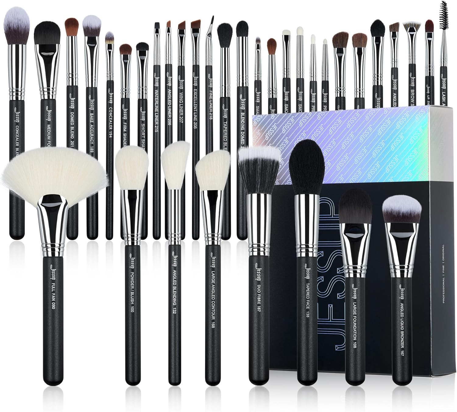 Jessup Makeup Brushes Set Professional 35Pcs Premium Synthetic Labeled Make up Brush for Foundation Eyeshadow Concealer Contour Eyeliner Blush Powder and Eyebrow, Cruelty-Free, Black T342 image number 1