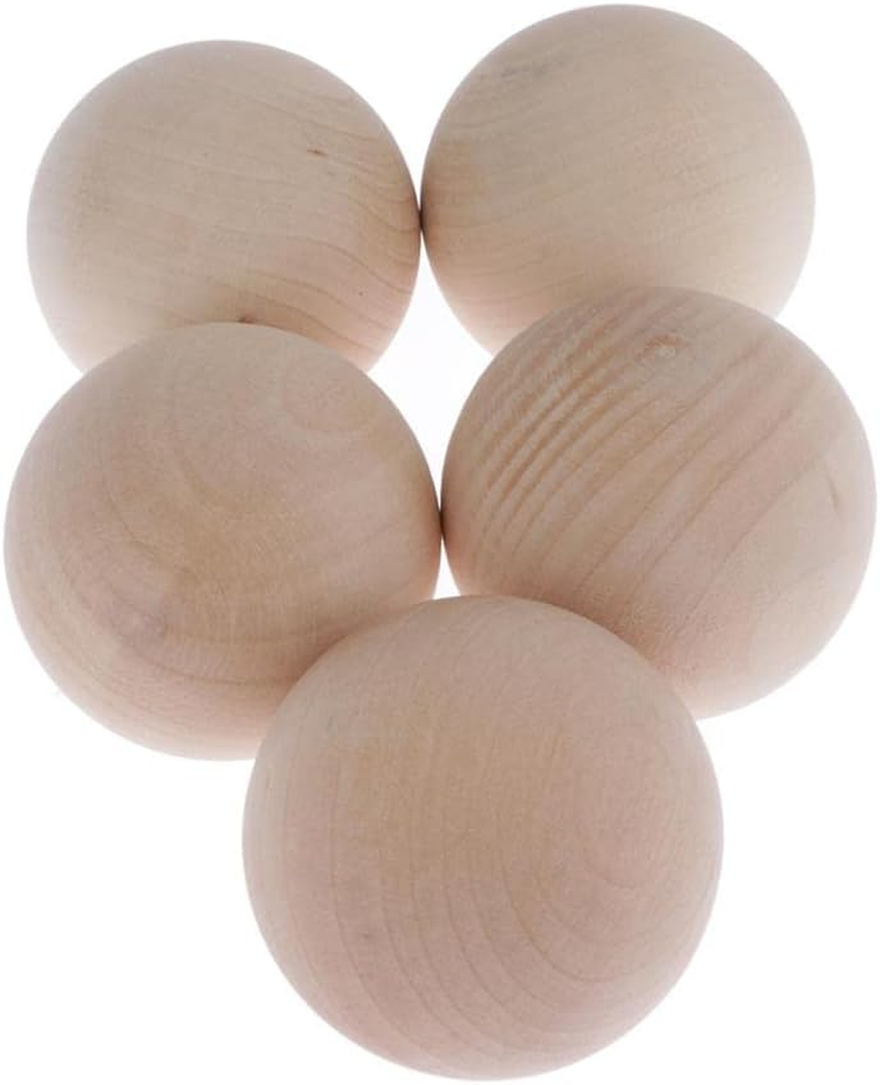 5 Pieces Natural Wood Beads - Beechwood and Hardwood Balls, Solid 60Mm image number 2