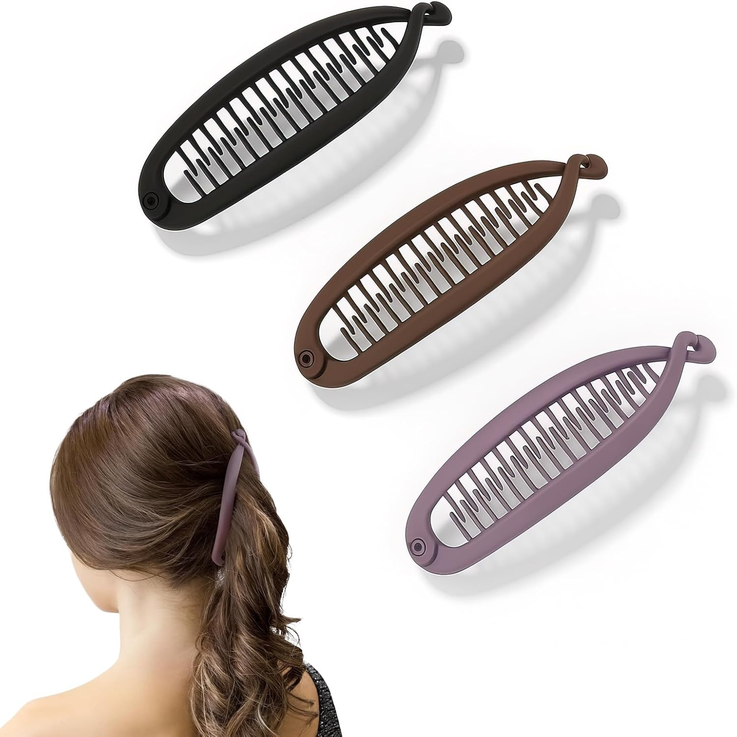 ARYIMYDP Pack of 3 Banana Clips, Banana Clip Hair, Banana Hair Clips for Thick Thin Hair, Non-Slip Elegant Hair Accessories Girls image number 1