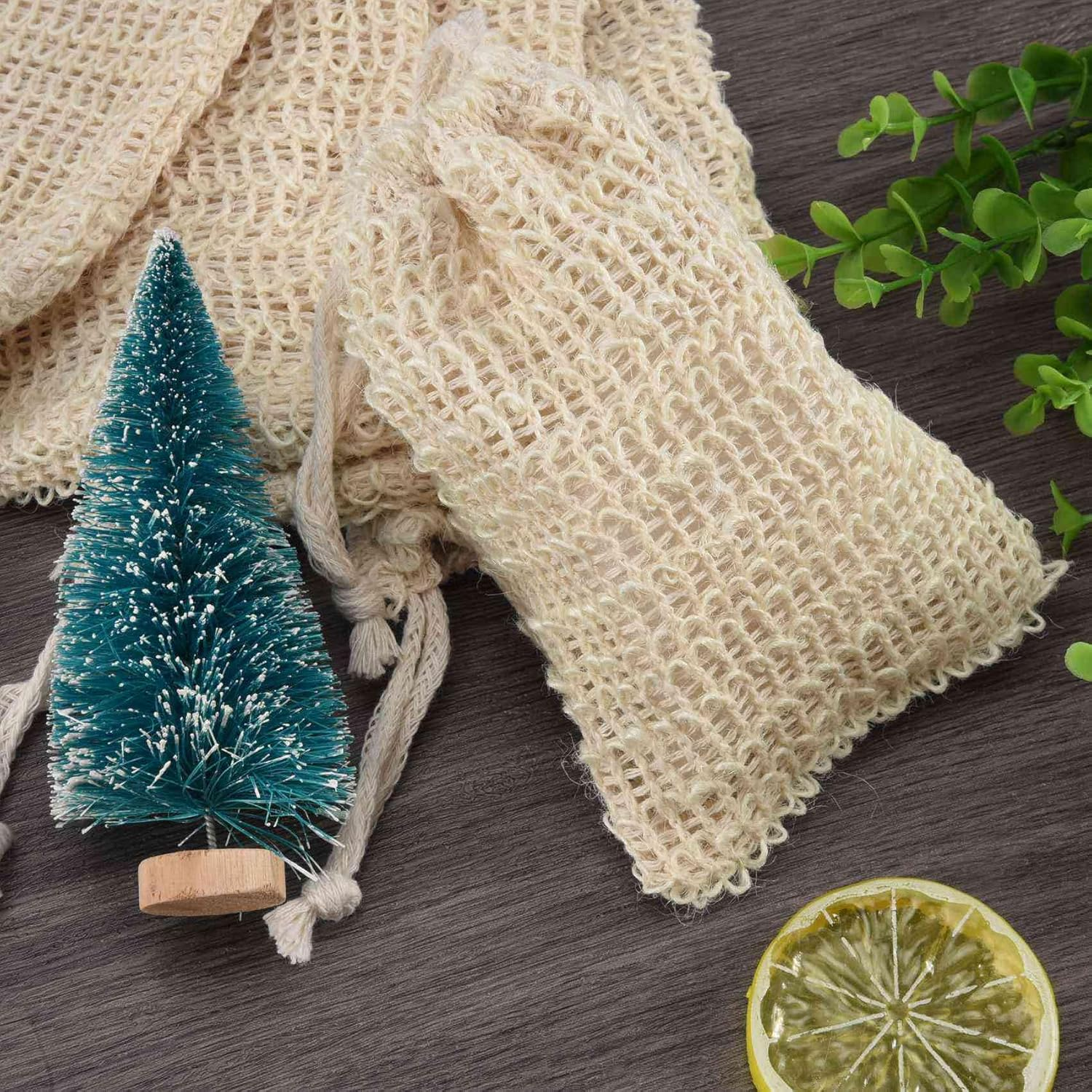 300Pcs Shower Bath Sisal Soap Bag Natural Sisal Soap Bag Exfoliating Soap Saver Pouch Holder image number 3