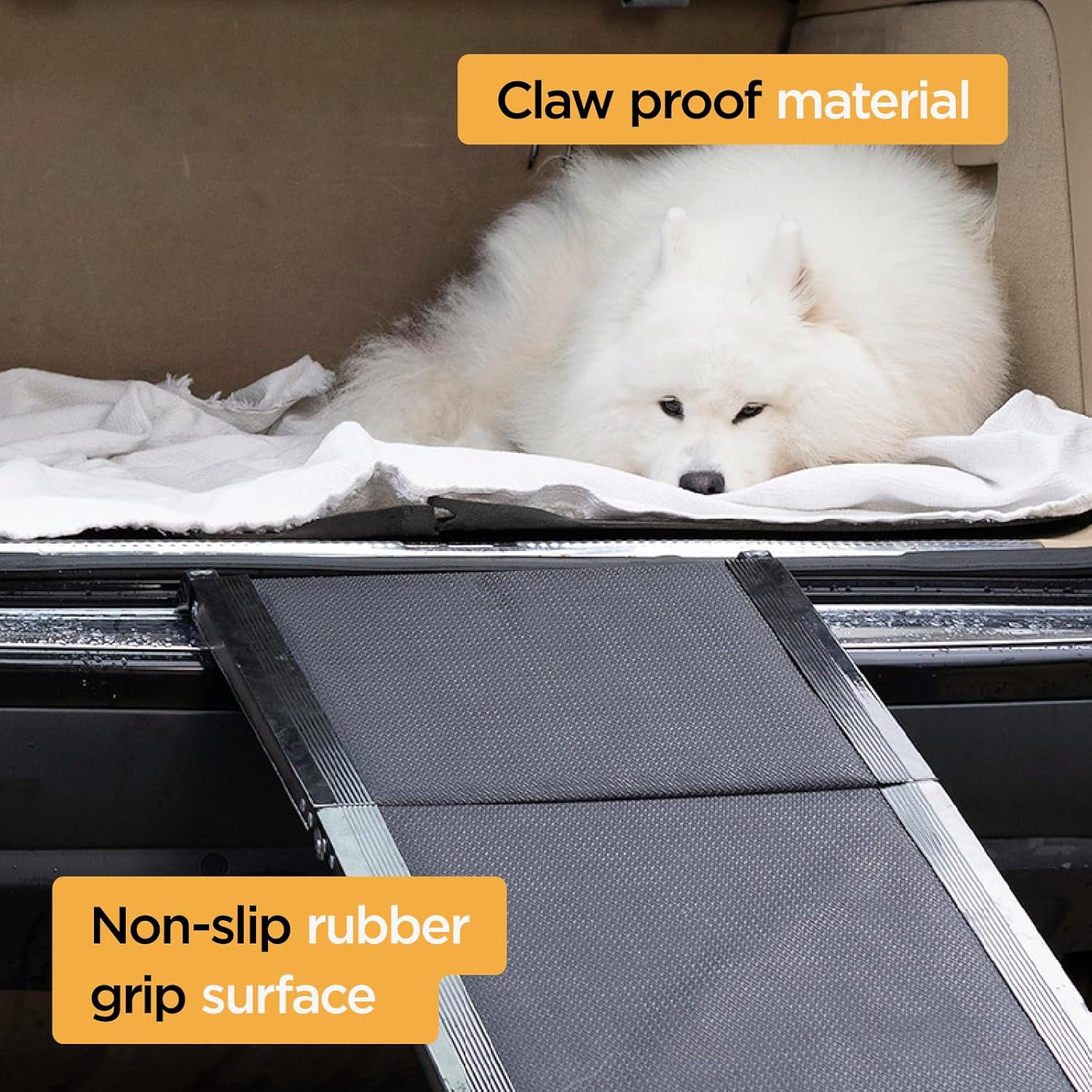 Hakuna Pets Aluminium Pet Ramp, for Pets up to 70Kg, Foldable and Portable, Non-Slip Surface, Black image number 4