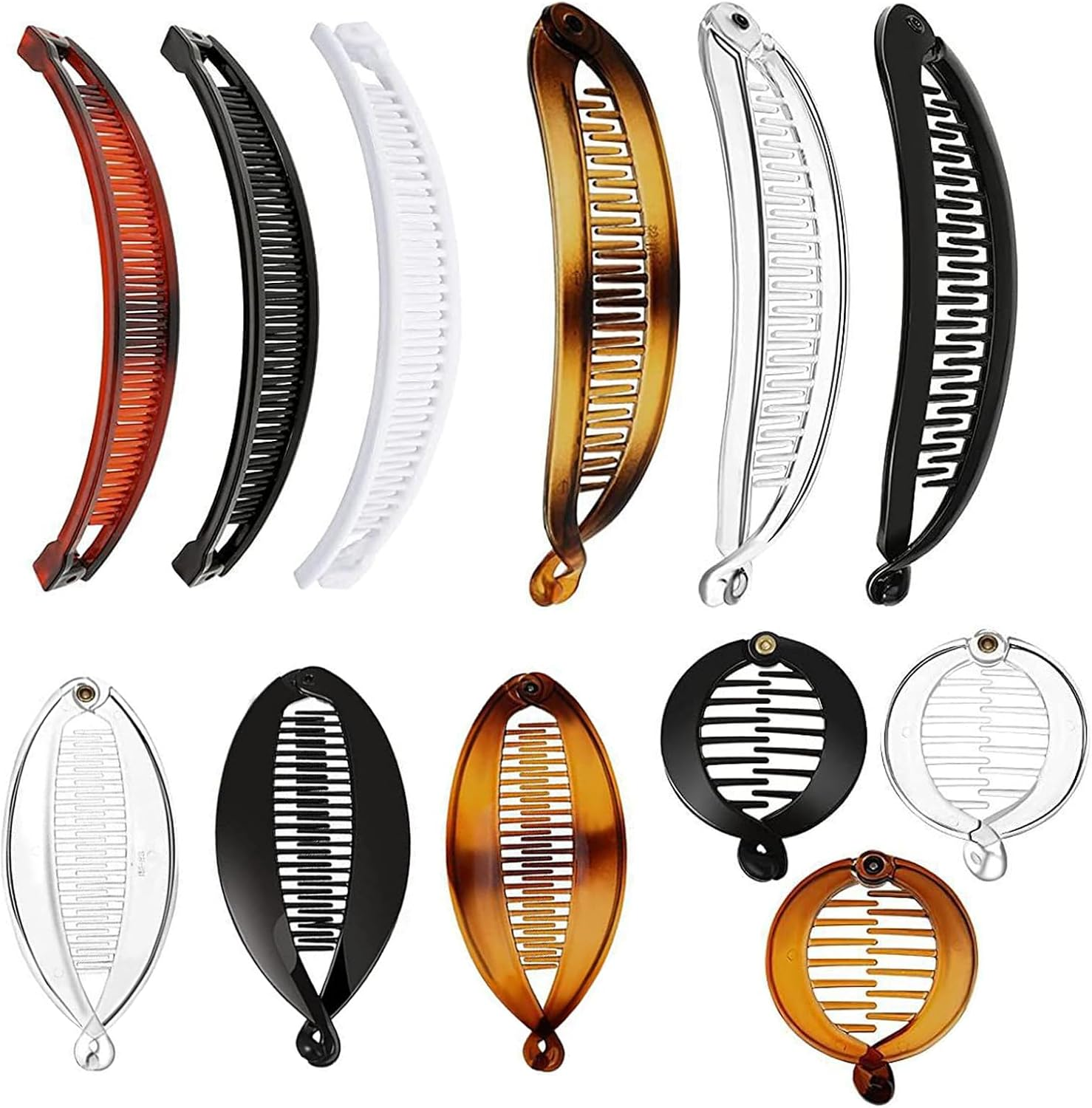 WUDQIJI Banana Hair Clips Banana Clips 12 Pieces Banana Clips Fish Hair Clips Ponytail Hair Holder Banana Fish Tail Hair Clip Wire Combs Comb Clips 4 Styles for Women image number 5