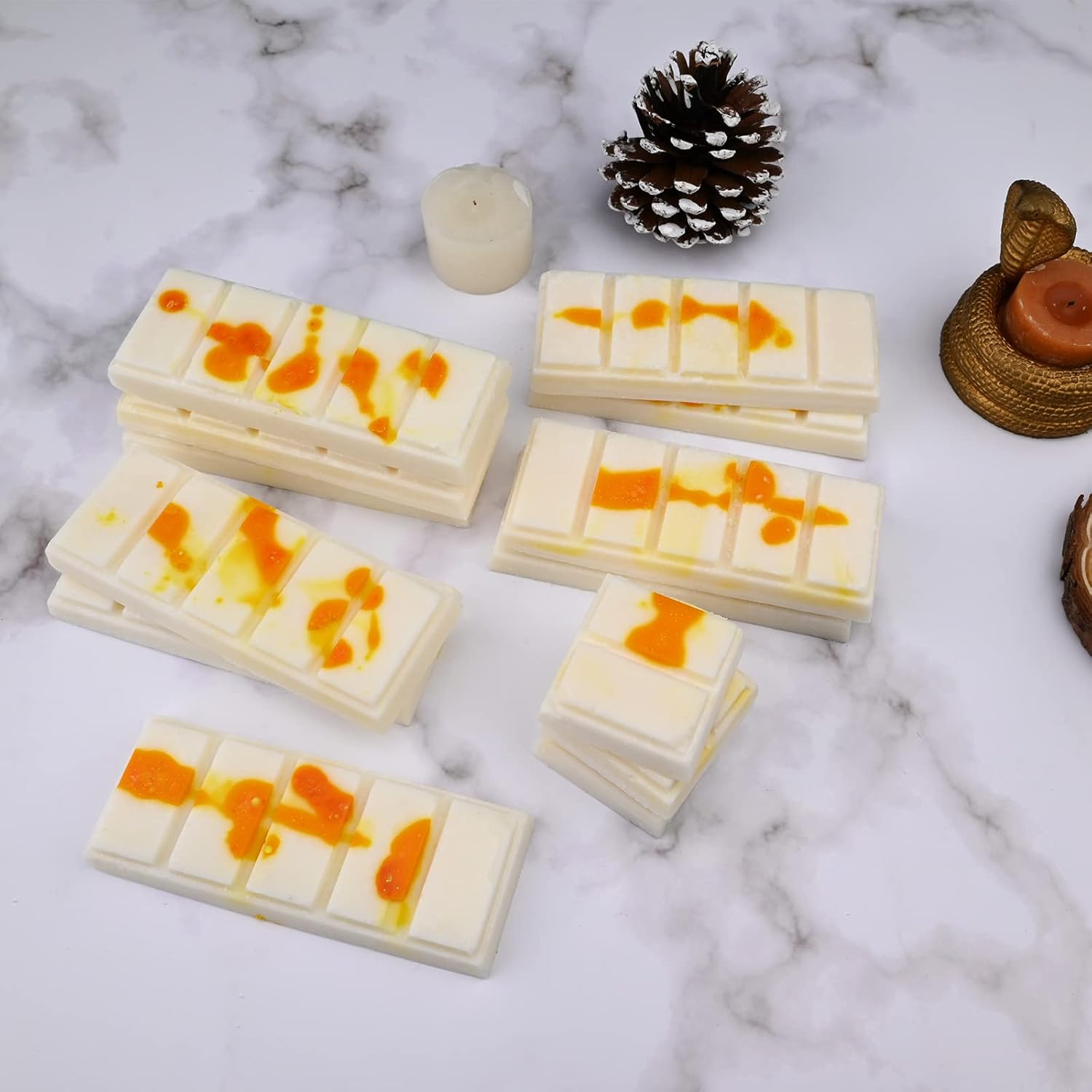 Wax Melt Molds Silicone,Rectangle Silicone Wax Melt Chocolate Bar Mold for Wickless Wax Melt Candles Chocolate Bakeware Molds - C image number 4