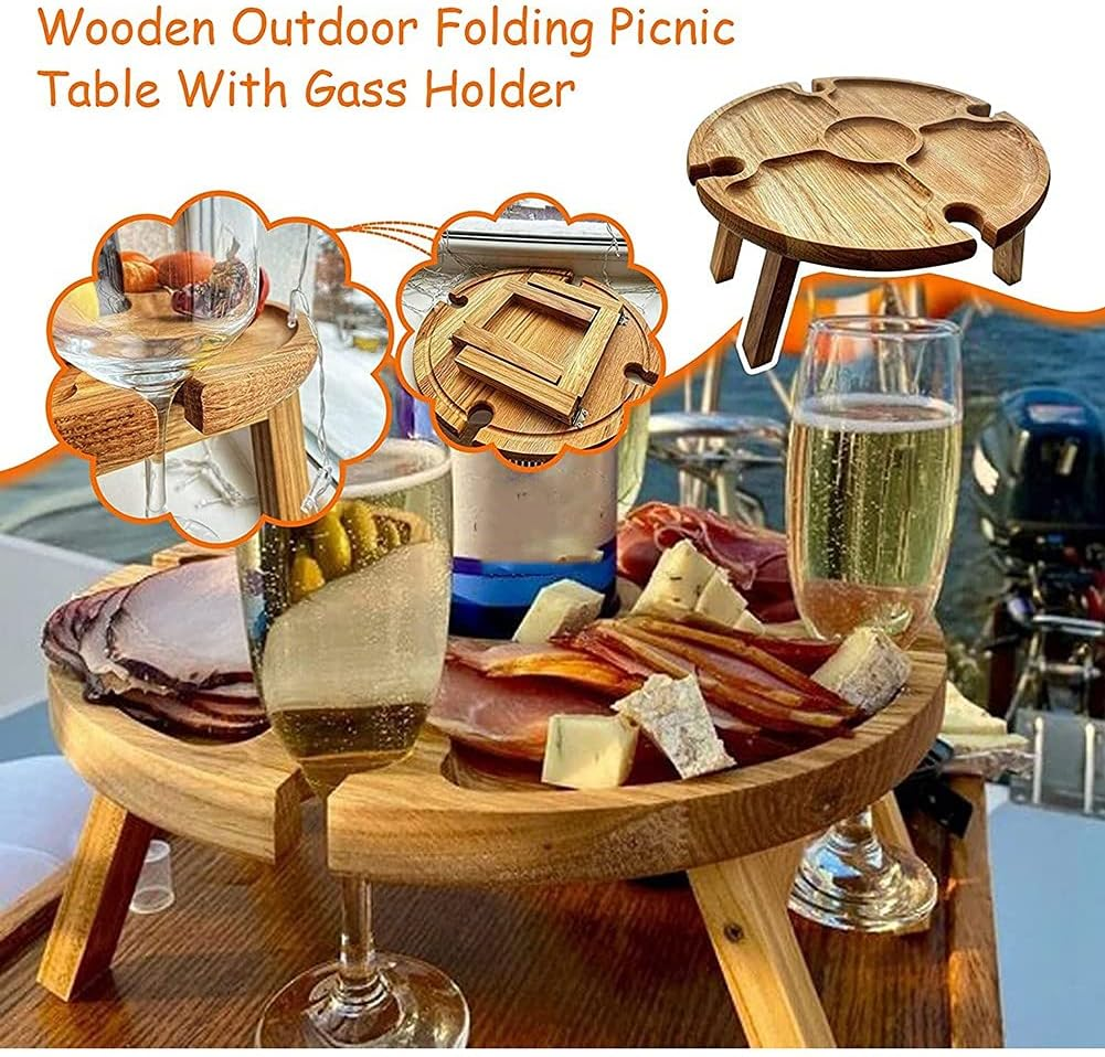 Oidnvay Folding Portable Picnic Table, Outdoor Fold up Camping Camp Table Small Wood Wine Picnic Table,Small image number 6