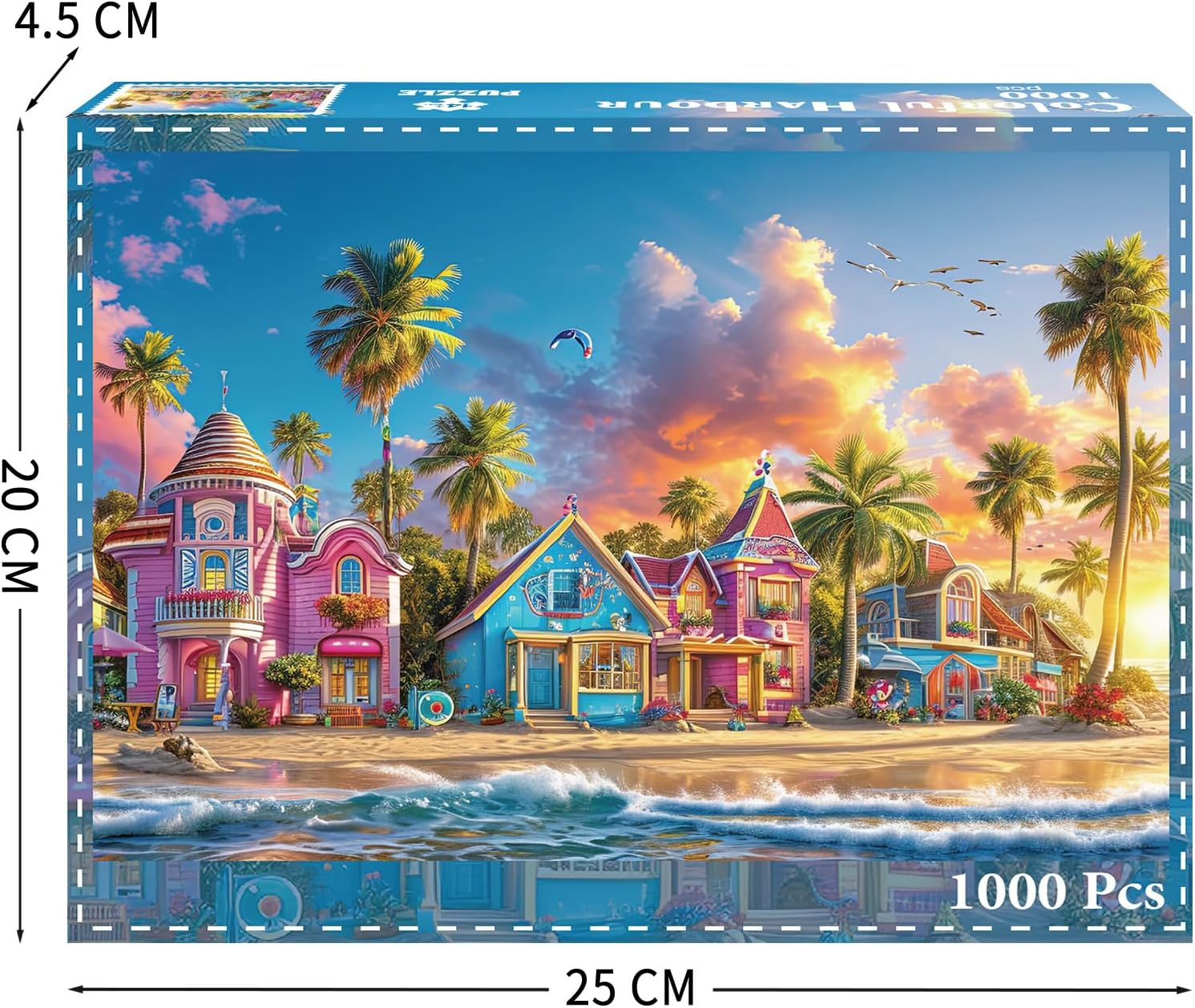 HUADADA Jigsaw Puzzles for Adults 1000 Pieces Jigsaw Puzzle for Adults Interesting Toys Brain Teaser Jigsaw Puzzles Birthday Graduation Gifts, Impossible Puzzle, Challenging Game - Colorful Harbour - Colorful Harbour image number 3