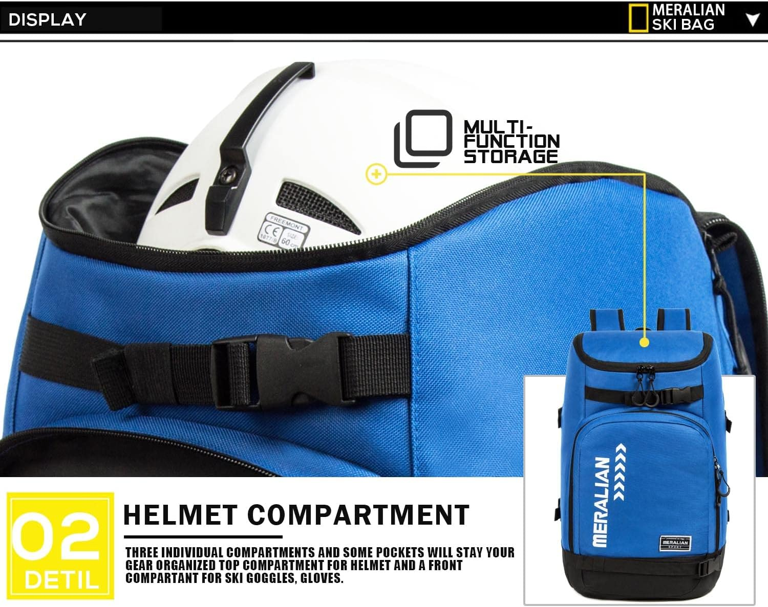 Ski Boot Bag - 50L Ski Boot Travel Backpack Waterproof Snowboard Boot Backpack for Travel Stores Gear Including Helmet, Goggles And image number 4