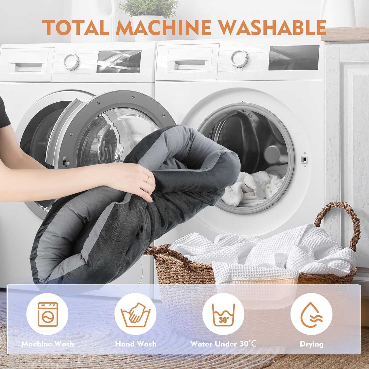 Dog Beds for Large Dogs Washable, Orthopedic Dog Bed with Sides, Self Warming Soft Calming Comfortable Sleeping Pet Bed Couch Puppy Bed with Anti-Slip Bottom, XL(96 * 64Cm) image number 1