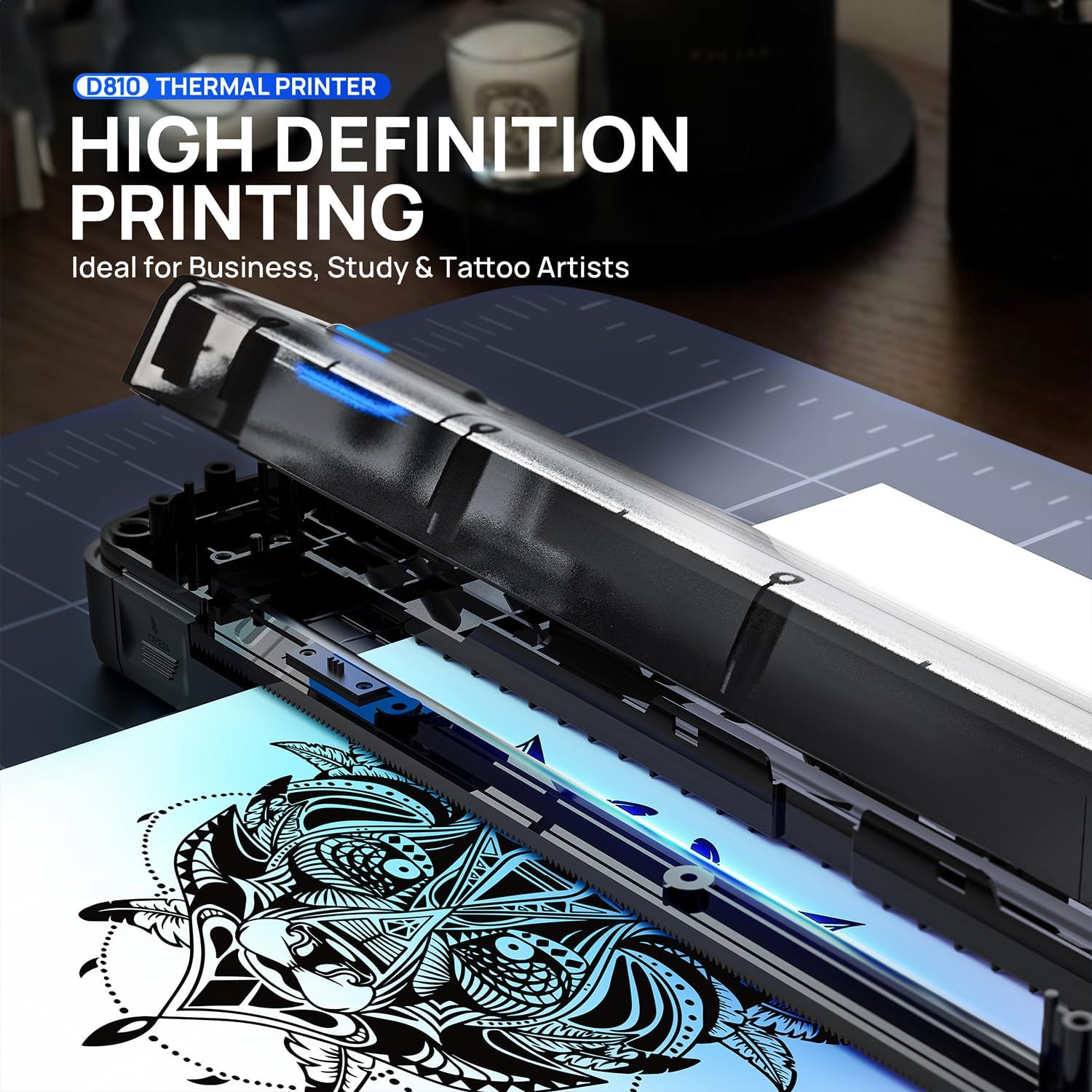 POLONO Portable Printer, D810 Inkless Bluetooth Thermal Printer Wireless for Travel, Compatible with Ios, Android, Laptop, Supports 8.5"X11" US Letter for Office, Car, Home, Black - Beige image number 4