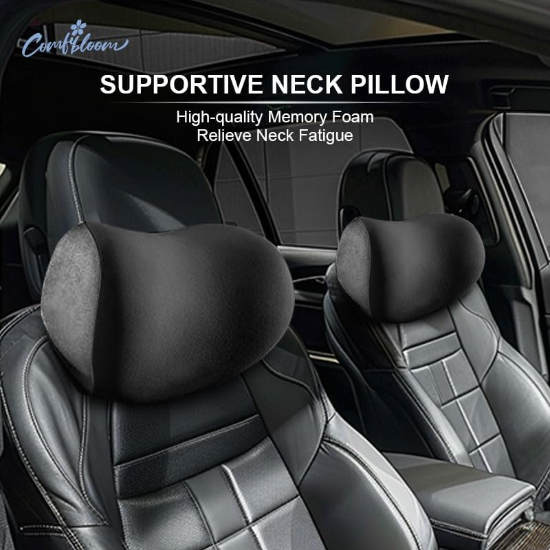Car Seat Neck Pillow, Memory Foam Neck Pillow for Optimal Neck Support and Pain Relief, Memory Foam Ergonomic Neck Pillow, Car Seat,Office Chair and Wheelchair, Portable, Lightweight, Black. image number 3