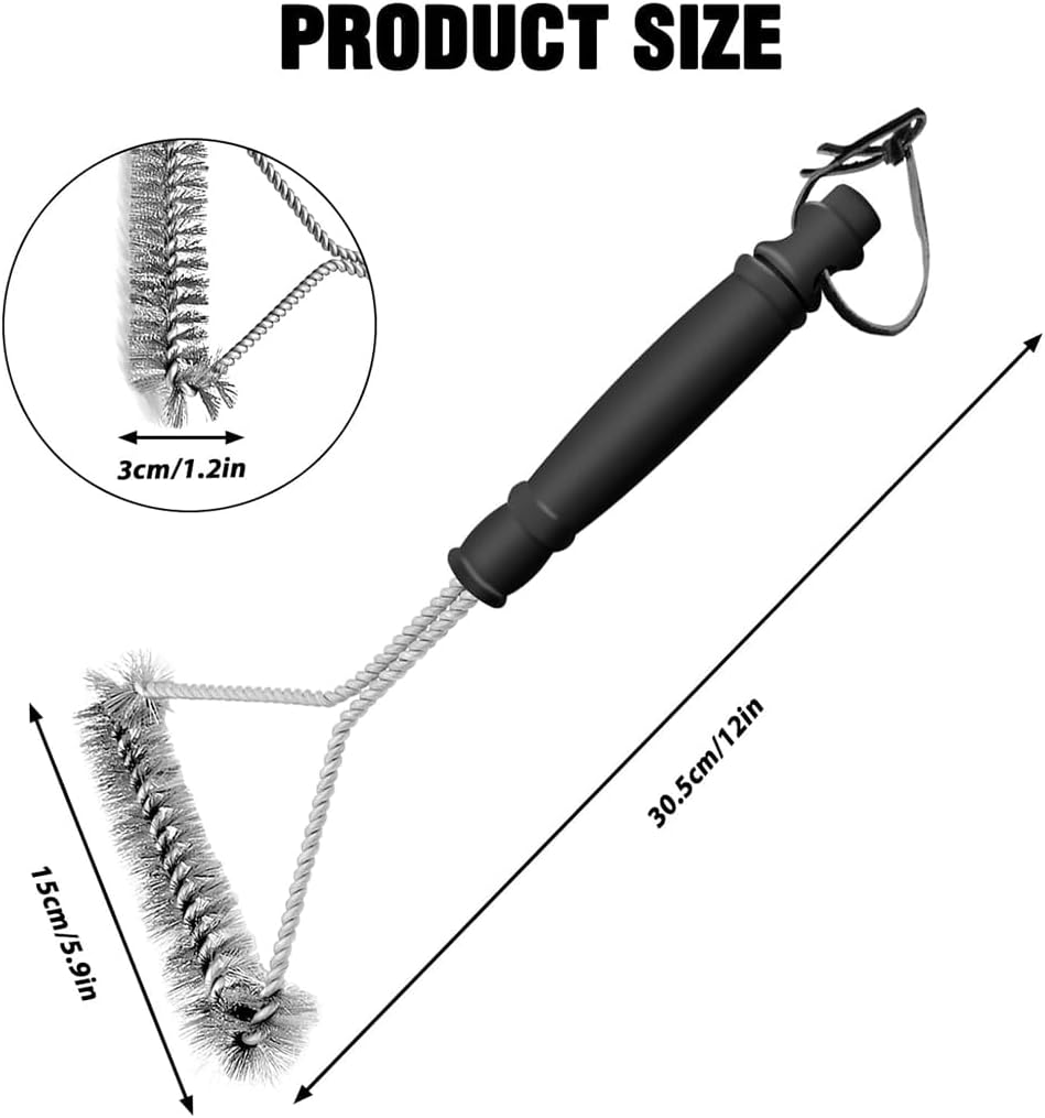 Idopick 2 Pcs BBQ Grill Brush, Stainless Steel Wire Barbecue Cleaning Brush with Plastic Handle for Grill Cooking Grates, Racks Burners, Char-Broil, Weber, Porcelain image number 4