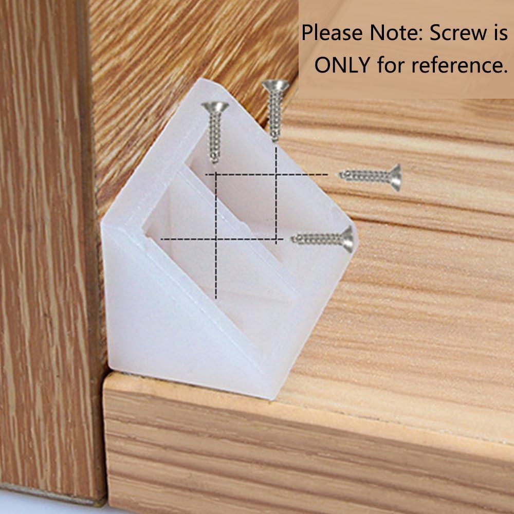 Sagasave L Angle Brackets, Plastic Furniture Corner Brace Shelf Support, 90 Degree Brackets, 10 Pieces, 33*19Mm, White, Corner Mount image number 6