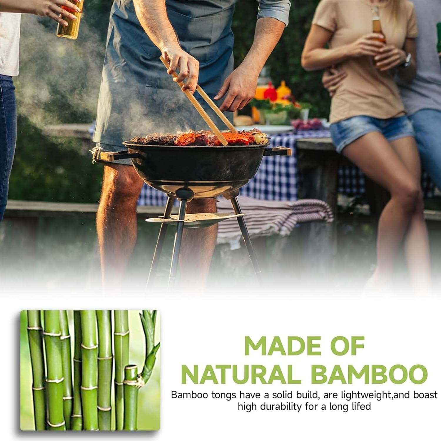 Zalizr 2 Pcs Bamboo Toast Tongs with Magnet, 21 CM Natural Bamboo Tongs for Toaster, Space-Saving Modern Kitchen Utensil, Heat Resistant Magnetic Kitchen Accessory for Cooking image number 2