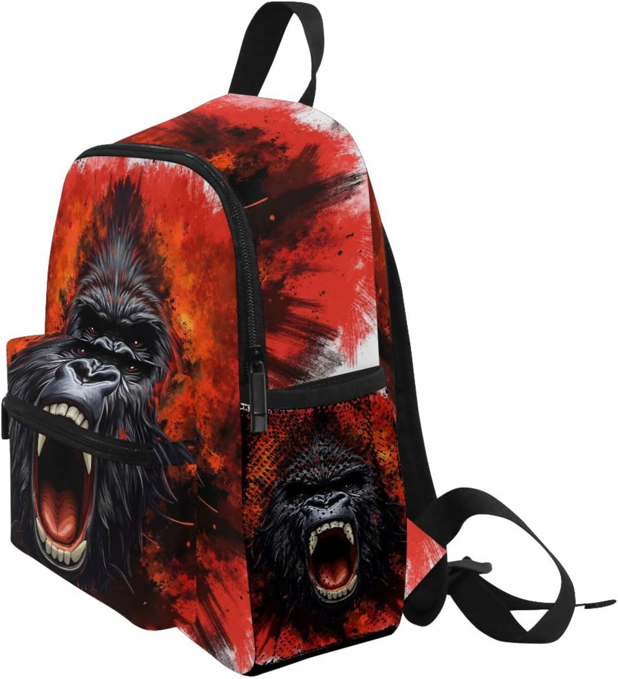 ALAZA Toddler Backpack King Kong Furious Kids Backpack for Boys Girls Schoolbag Kindergarten Children Bookbag Preschool Nursery Travel Bag with Chest Clip, White, Small, Daypack Backpacks image number 3