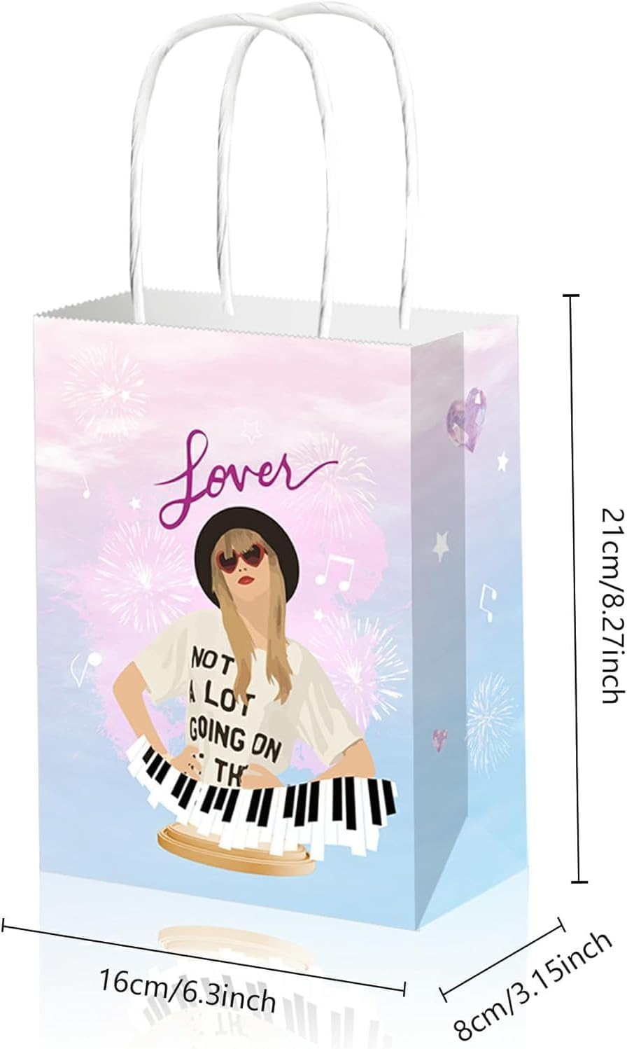 TIAMORK Singer Music Paper Bags Birthday Party Decorations 12 Pcs Goodies Bags,Double Sided Music Style Paper Bags Boys Girls Birthday Party Favors image number 5