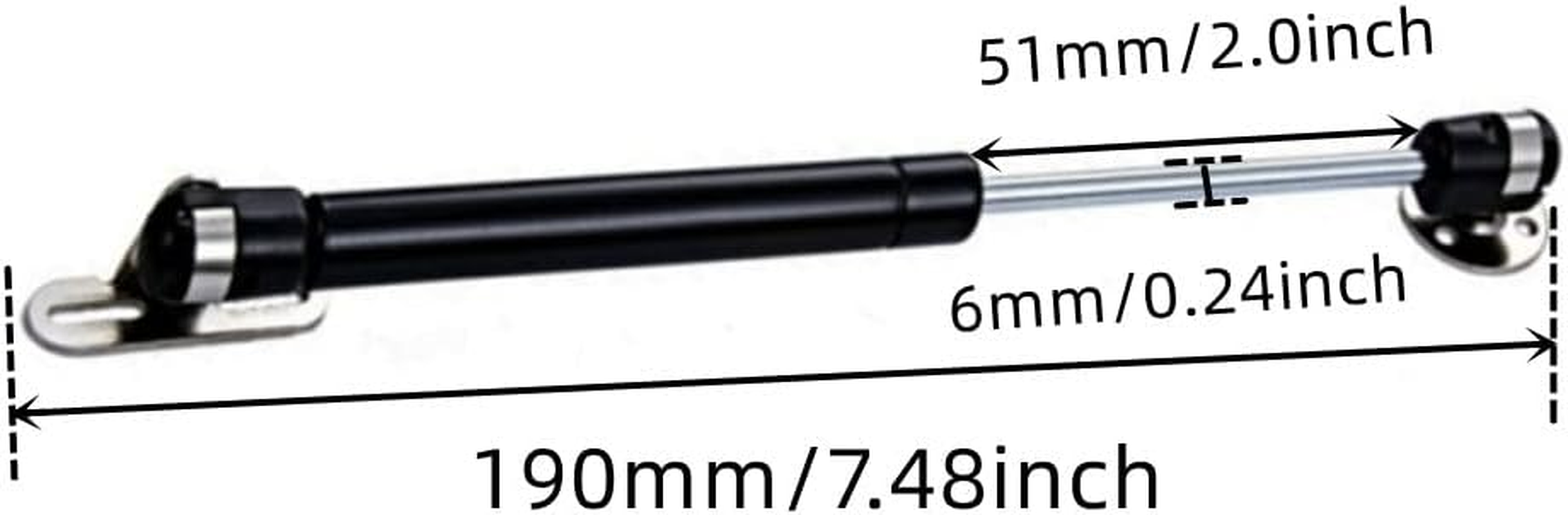 GDQLCNXB 20N/4.4 Lb Gas Strut Cabinet Hinge Safety Lift Support, Gas Struts Soft Open Lid Hinge for Cabinet Toy Box, 6 Inch Length Black 2Pcs image number 6