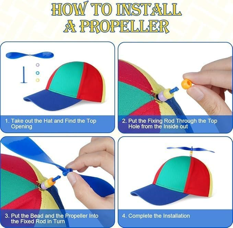 Propeller Hat, Adult Fun Fisherman Hat with Propeller, Colorful Patchwork Rainbow Baseball Cap, Summer Sun Protection Sun Hat Propeller Outdoor Hat, Suitable for Masquerade Gifts image number 1