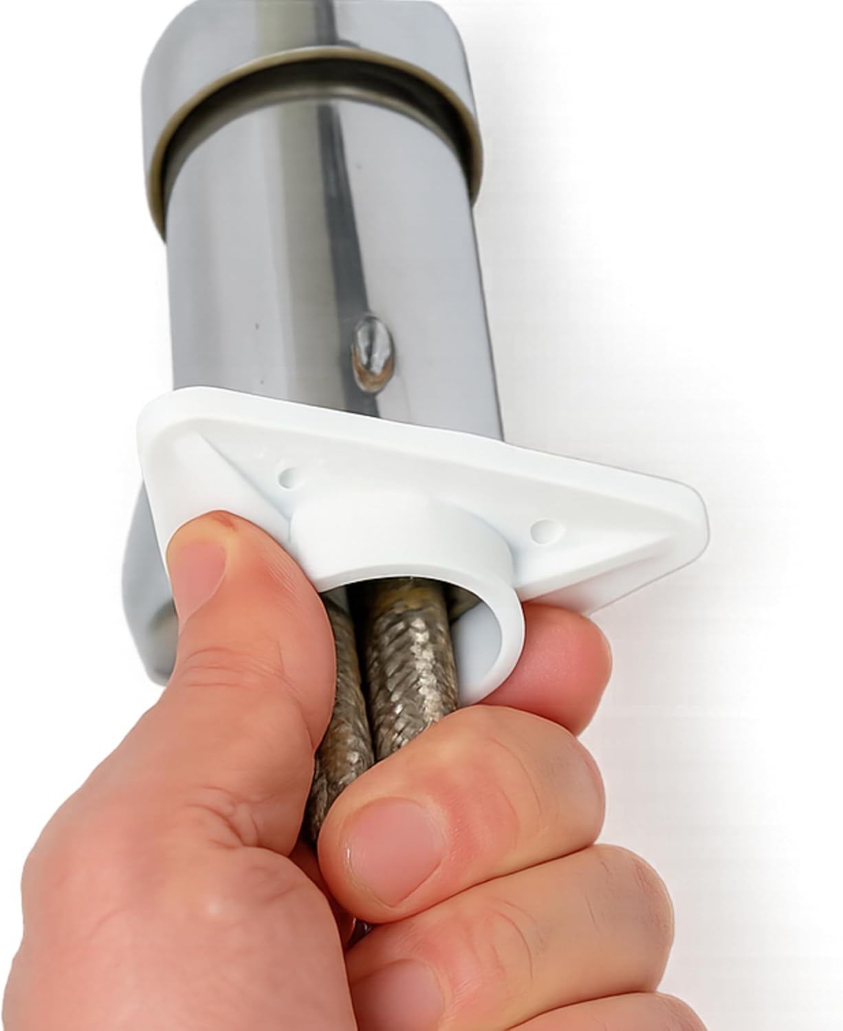 Sink Reinforcement, 1 Piece, in White, Made of ABS, Standard Size with Diameter 36.5 Mm Inner Bore, Tap Stabiliser for Thin-Walled Stainless Steel Sinks, Sink Fitting Stabilisation against Swinging image number 2