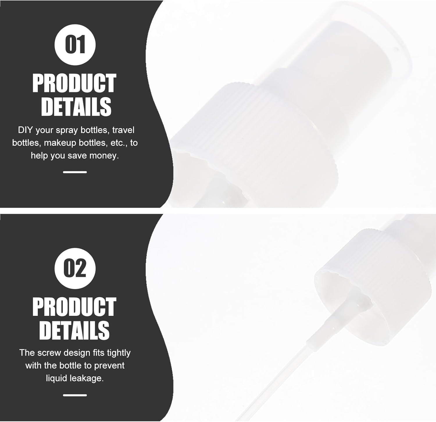 STOBAZA 40Pcs White 24-Thread Plastic Spray Nozzle Replacement Set Fine Mist Sprayer for Makeup Bottles Compatible with Water Bottle Sprayers and Plastic Spray image number 5