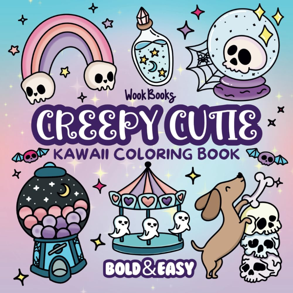Bold and Easy Creepy Cutie Kawaii Coloring Book: Big and Simple Designs for Relaxing and Stress-Free Coloring | Hand Drawn Illustrations for Adults ... and Spooky Pastel Goth Easy Coloring Pages