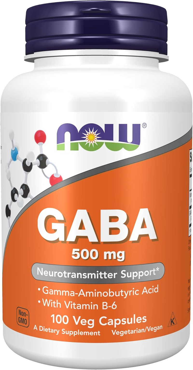 Now Supplements, GABA (Gamma-Aminobutyric Acid)500 Mg + B-6, 100 Count, Veg Capsules image number 3