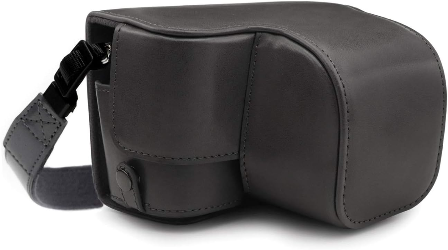 Megagear Sony Alpha A6400 Megagear MG1660 Ever Ready Leather Camera Case Compatible with Sony Alpha A6100, A6400 (18-135Mm) - Black Camera Case, Black (MG1660)