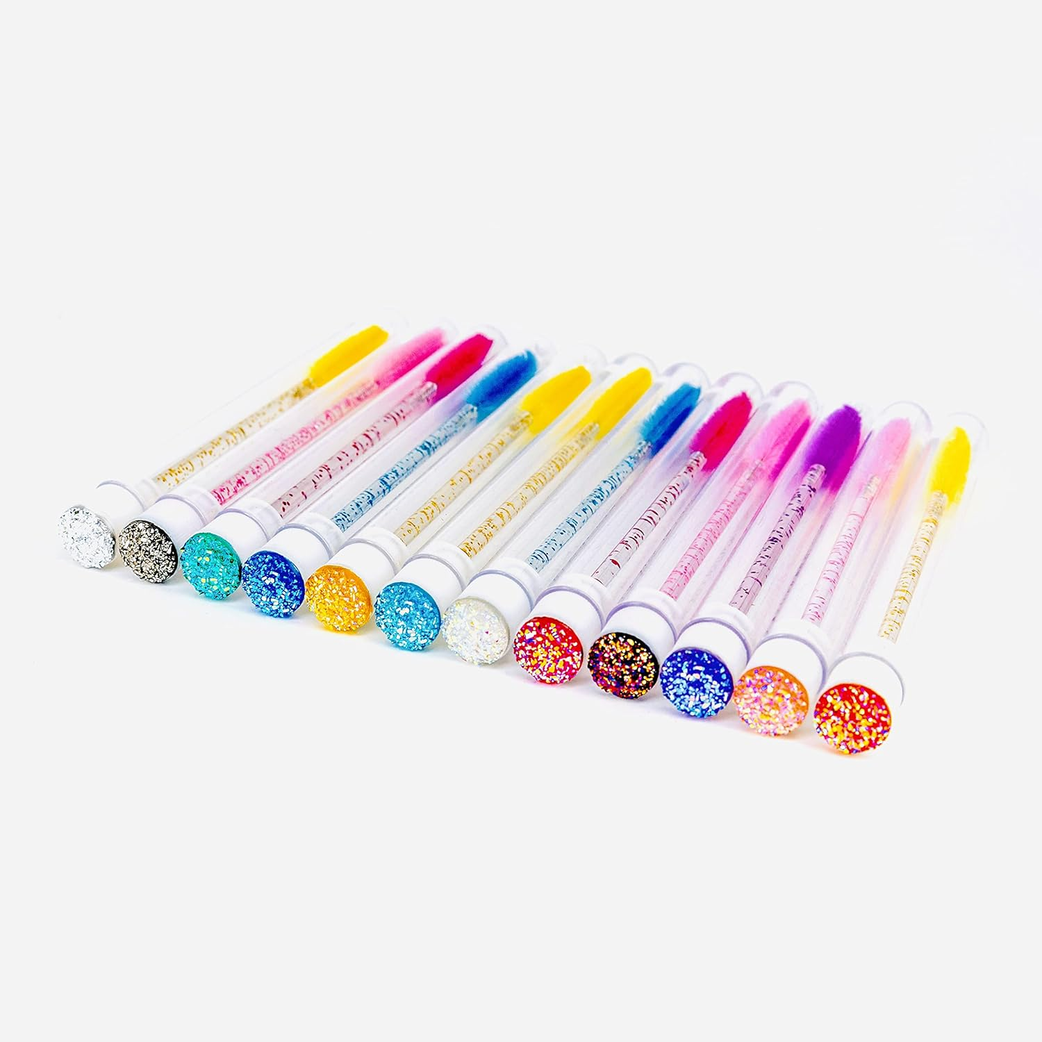 20-Piece Mixed Color Disposable Diamond Mascara Wands - Sanitary Tube Spoolies - Makeup & Eyebrow Applicator Kit