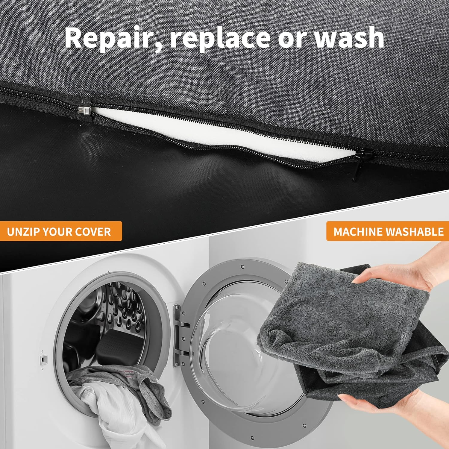 Pawz Memory Foam Pet Bed - Dog, Cat, Cushion, Sofa, Mattress, Bolster, Washable, Removeable, Grey, Removable Zipper Machine Washable Pet Mat, Waterproof Inner Liner Dog Bed, Memory Foam Pet Pillow image number 3